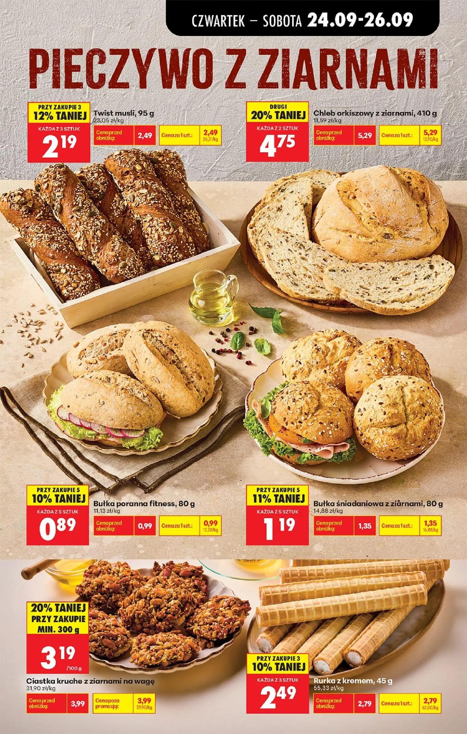 Biedronka gazetka, strona 45 z 91 — Ciastka kruche z ziarnami na wagę, Chleb orkiszowy z ziarnami, Twist musli