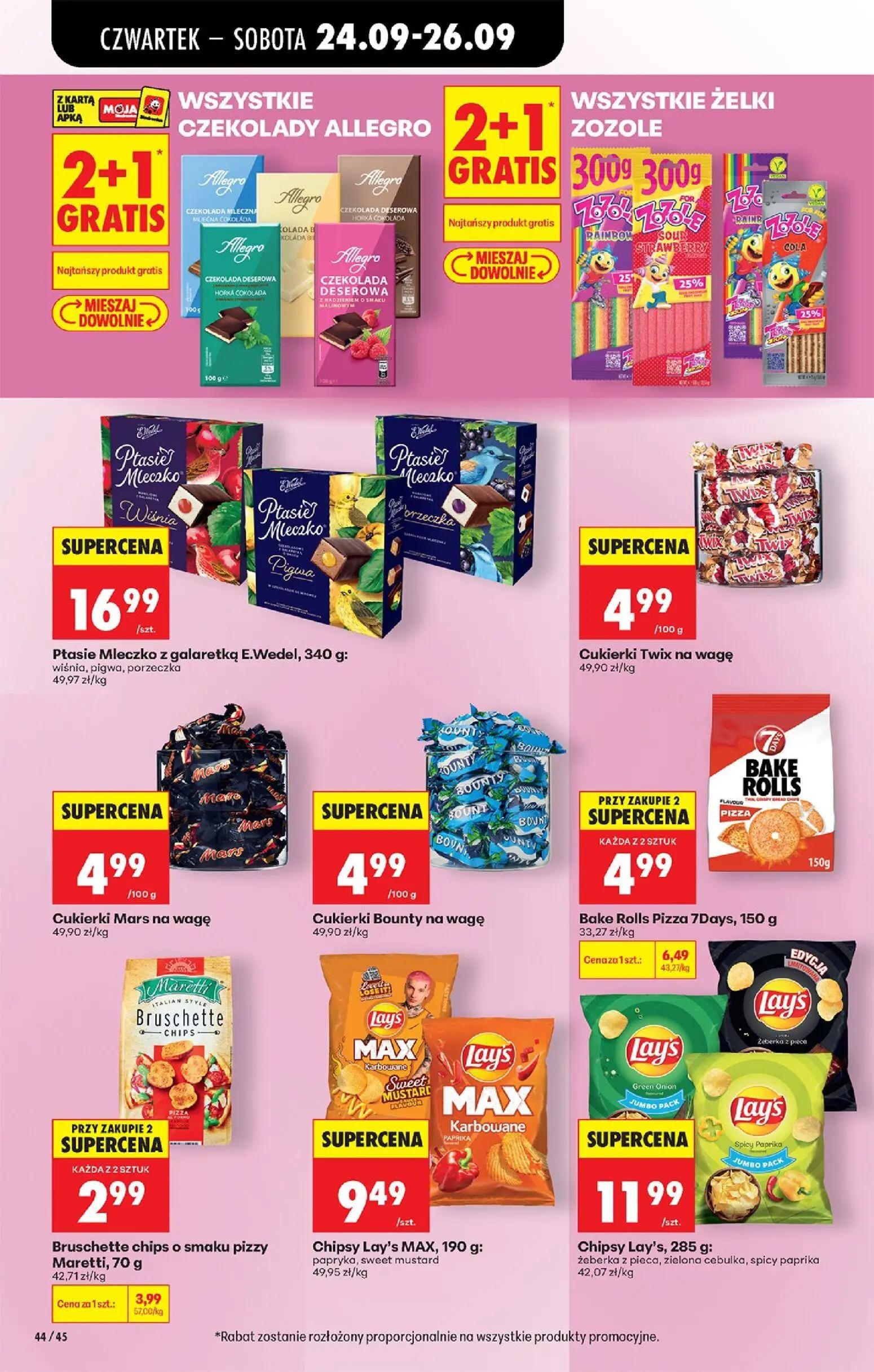 Biedronka gazetka, strona 66 z 91 — Bake Rolls Pizza 7Days, Bruschette chips o smaku pizzy Maretti, Ptasie Mleczko z galaret…