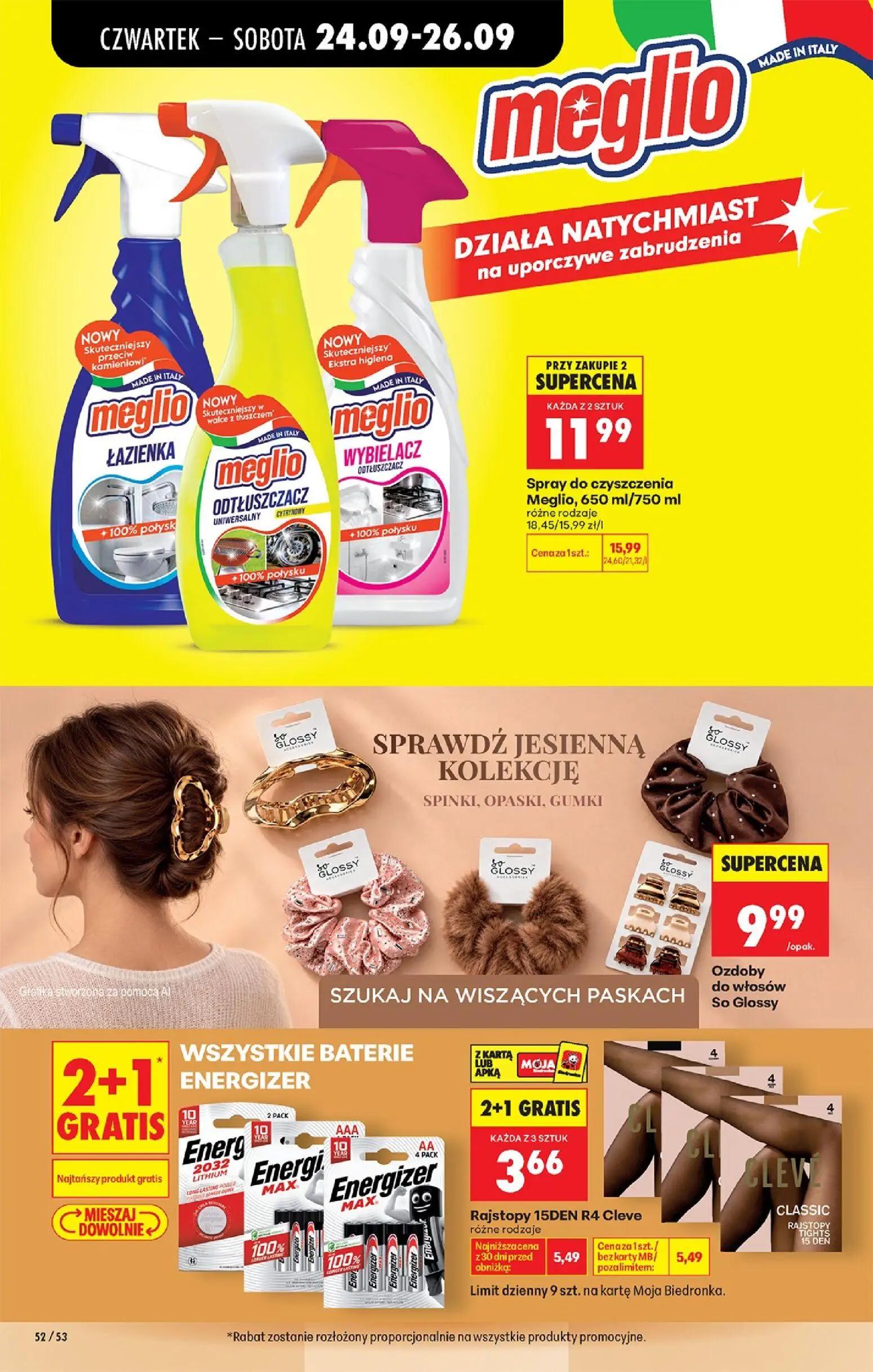 Biedronka gazetka, strona 80 z 91 — Spray do czyszczenia Meglio, różne rodzaje, Rajstopy 15DEN R4 Cleve różne rodzaje, Ozdob…