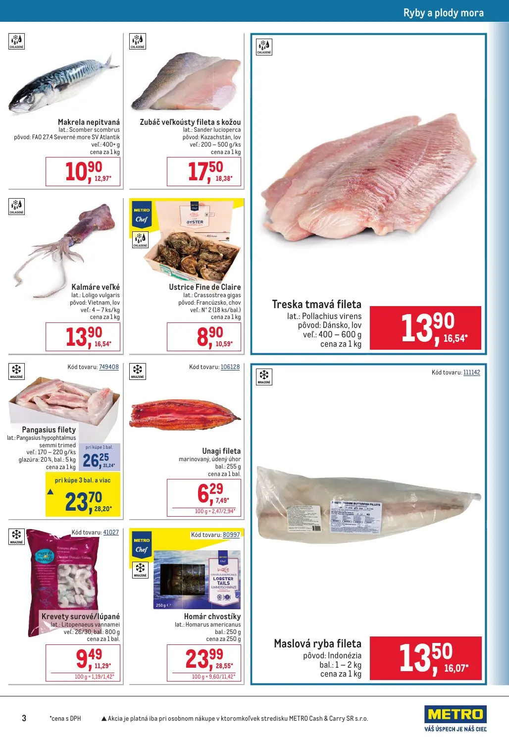 Metro leták, strana 3 z 6 — Pangasius filety, Makrela nepitvaná, Zubáč veľkoústy fileta s kožou