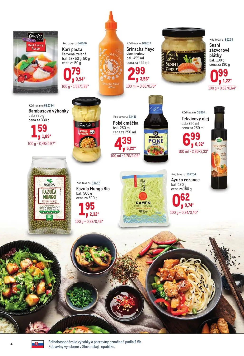 Metro leták, strana 4 z 40 — Tekvicový olej, Poké omáčka, Sriracha Mayo