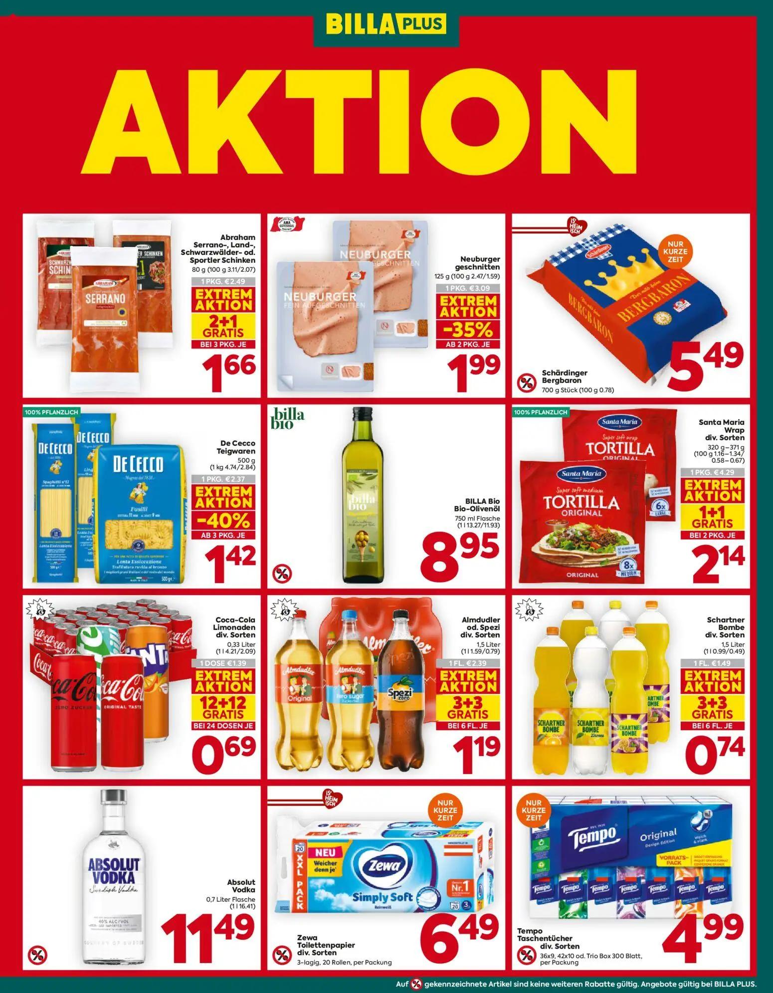 Billa Plus Prospekt, Seite 5 von 16 — Santa Maria Wrap div. Sorten, Almdudler od. Spezi div. Sorten, Neuburger geschnitten