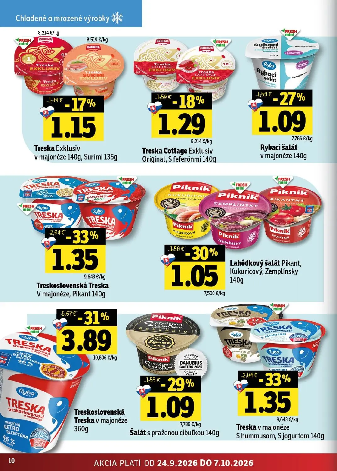 Fresh - západ leták, strana 10 z 44 — Treskoslovenská Treska v majonéze, Treskoslovenská Treska V majonéze, Pikant, Treska v…