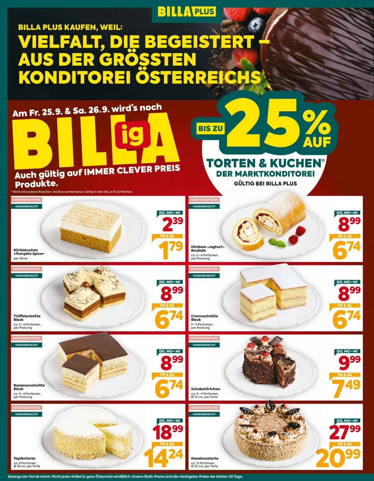 Billa Plus Prospekt, Seite 6 von 16 — Haselnusstorte, Topfentorte, Schokotörtchen