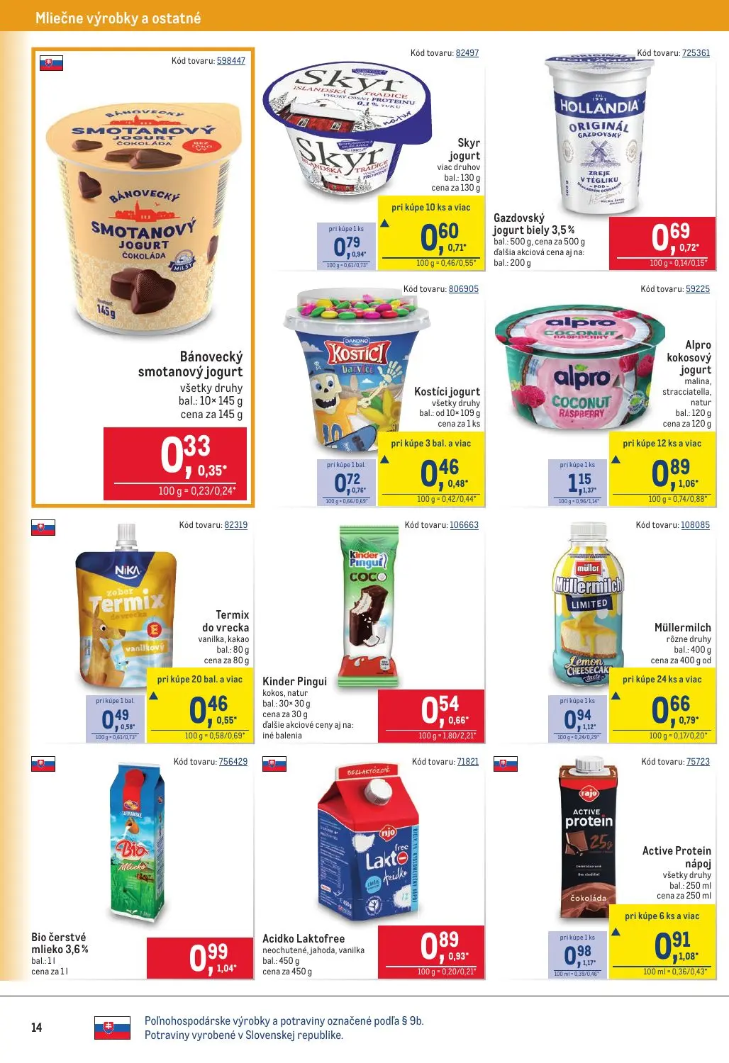 Metro leták, strana 14 z 40 — Müllermilch, Kostici jogurt, Alpro kokosový jogurt