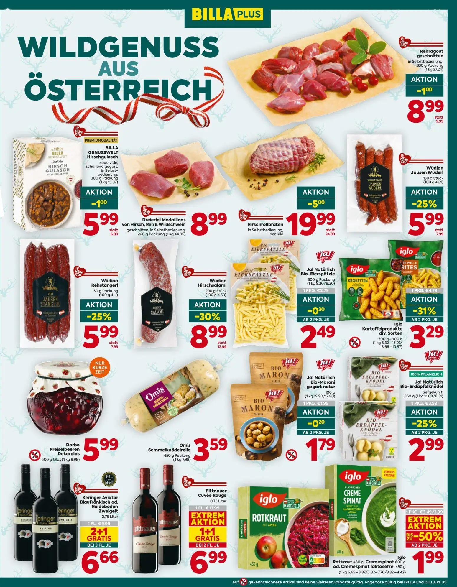 Billa Plus Prospekt, Seite 9 von 16 — Pittnauer Cuvée Rouge, Hirschrollbraten, Wüdian Hirschsalami