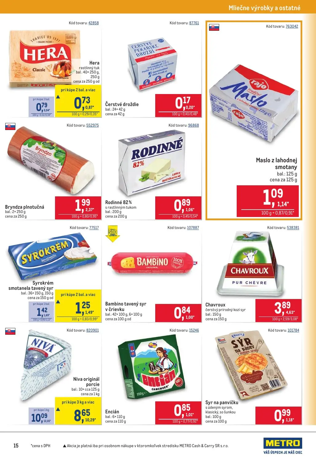 Metro leták, strana 15 z 40 — Niva originál porcie, Syrokrém smotanela tavený syr, Hera rastlinný tuk