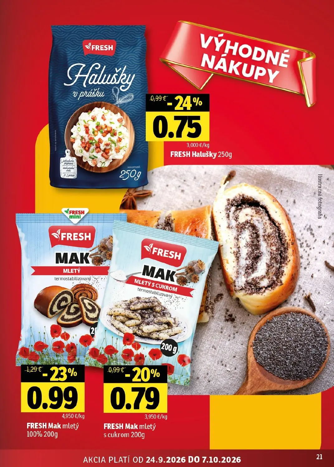 Fresh - západ leták, strana 21 z 44 — FRESH Mak mletý 100%, FRESH Halušky, FRESH Mak mletý s cukrom