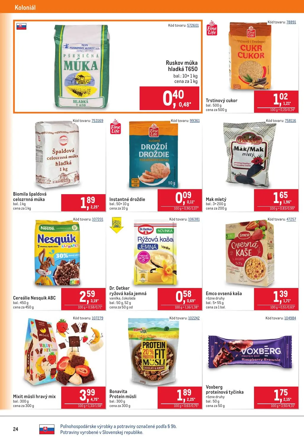 Metro leták, strana 24 z 40 — Mixit müsli hravý mix, Cereálie Nesquik ABC, Voxberg proteínová tyčinka
