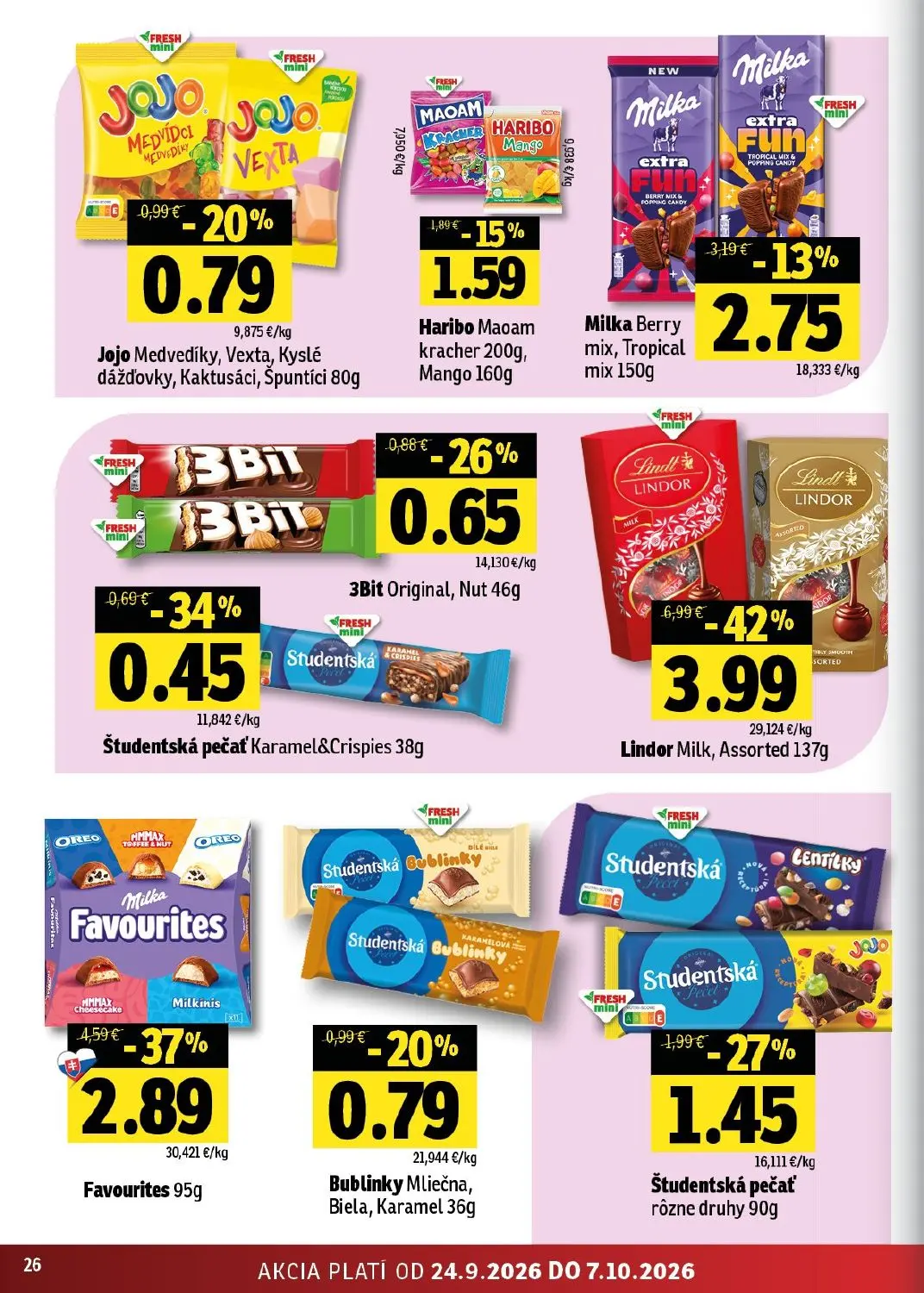 Fresh - západ leták, strana 26 z 44 — Lindor Milk, Lindor Assorted, Milka Favourites