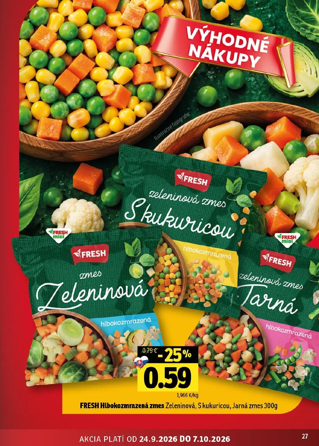 Fresh východ leták, strana 27 z 50 — FRESH Hlbokozmrazená zmes Zeleninová, S kukuricou, Jarná zmes