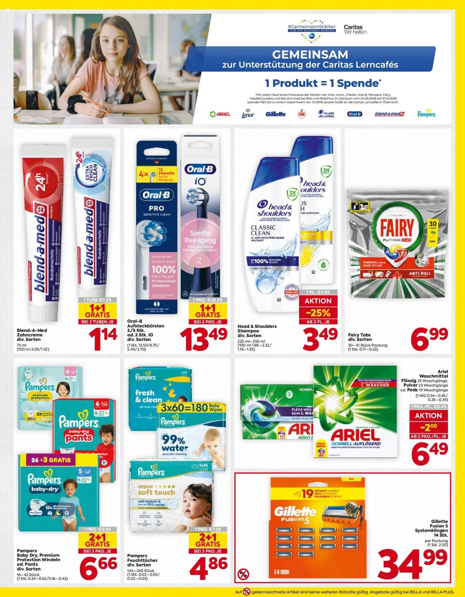 Billa Prospekt, Seite 15 von 16 — Oral-B Aufsteckbürsten, Pampers Baby Dry, Premium Protection Windeln od. Pants div. Sorten…