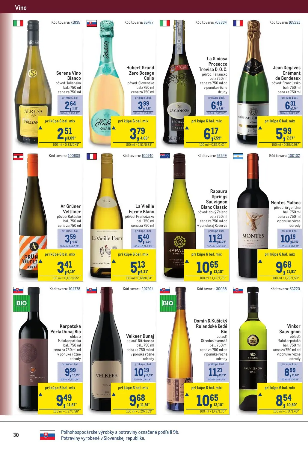Metro leták, strana 30 z 40 — Rapaura Springs Sauvignon Blanc Classic, Domin & Kušický Rulandské šedé Bio, Montes Malbec
