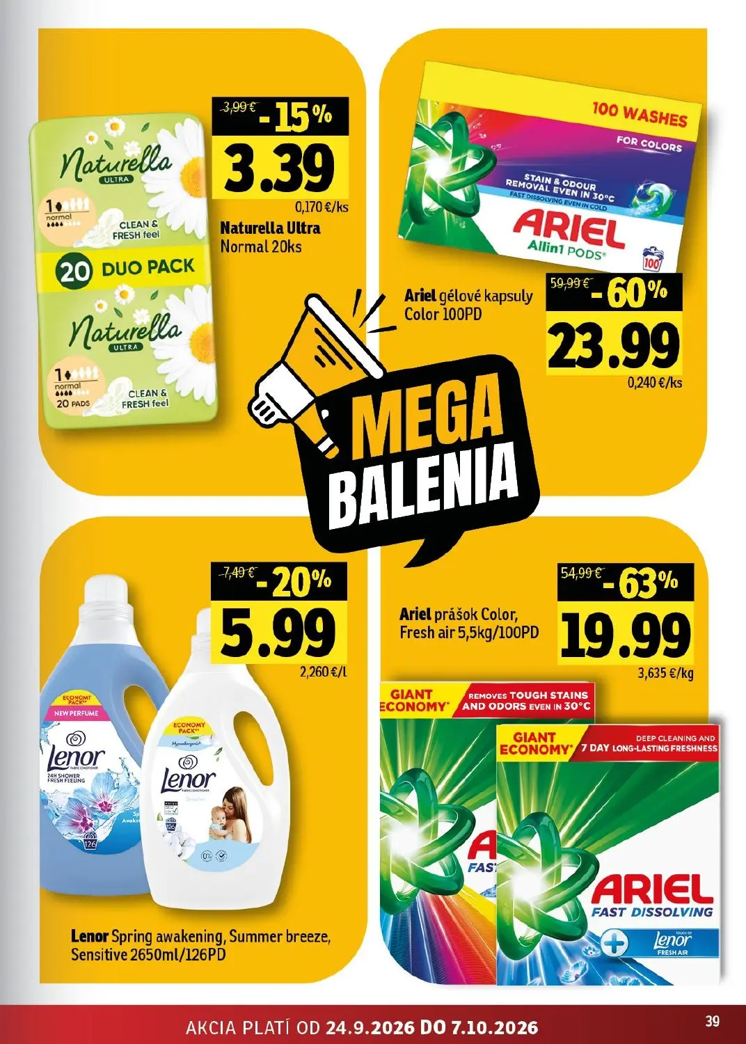 Fresh - západ leták, strana 39 z 44 — Ariel gélové kapsuly Color, Ariel prášok Color, Fresh air, Lenor Spring awakening, Sum…
