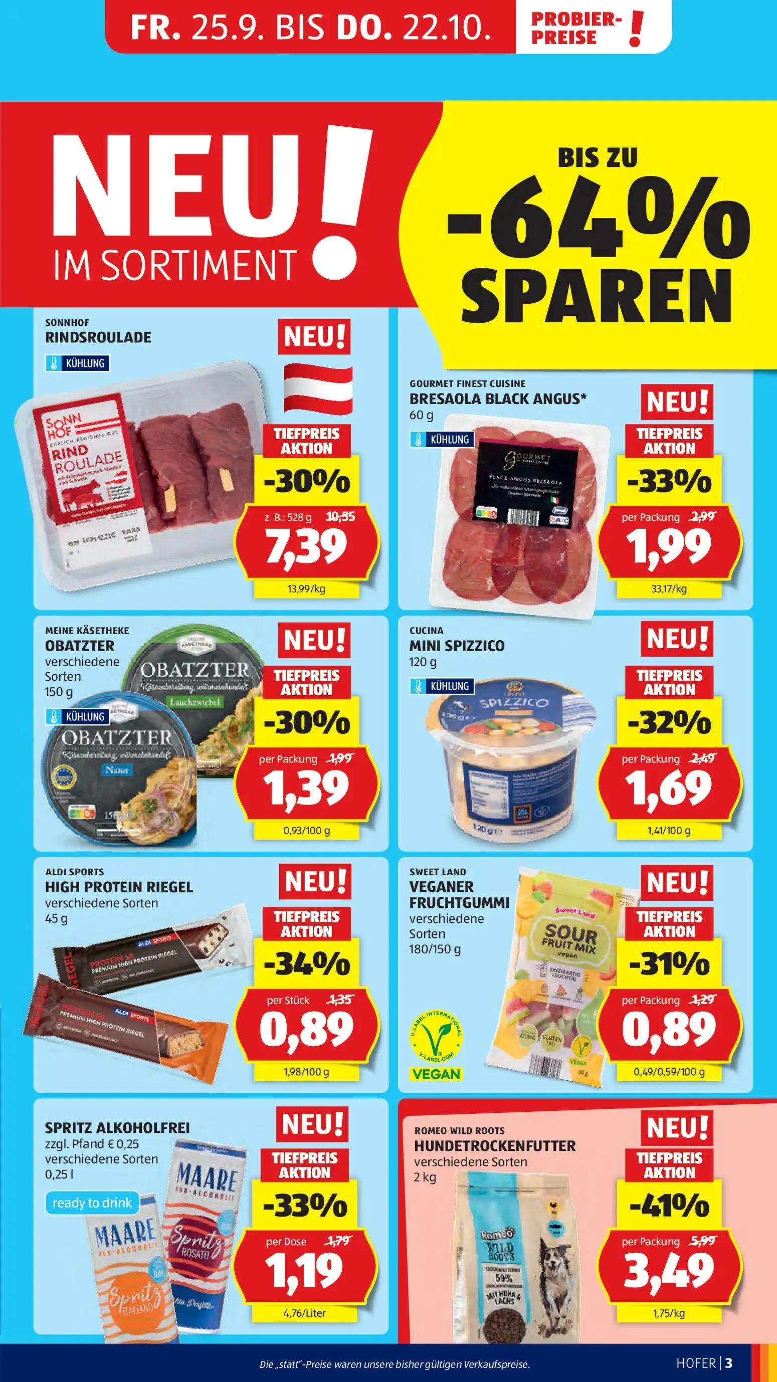 Hofer Prospekt, Seite 9 von 49 — RINDSROULADE, HUNDETROCKENFUTTER, BRESAOLA BLACK ANGUS*