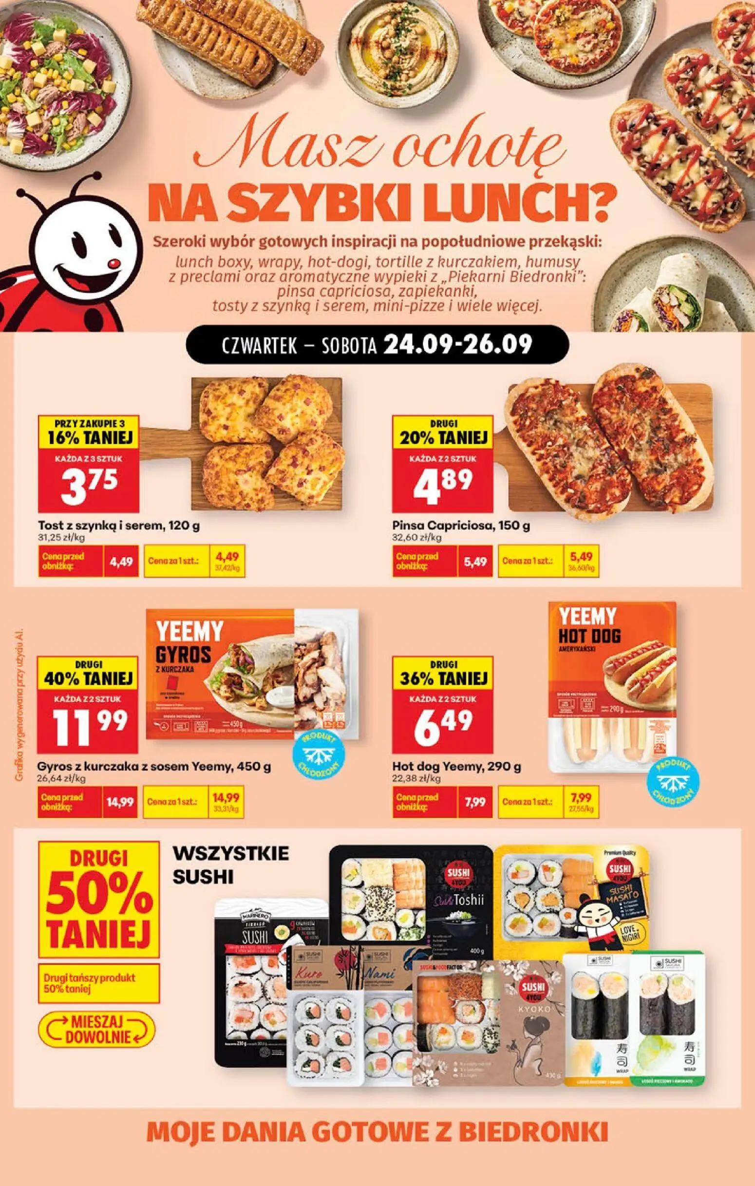 Biedronka gazetka, strona 3 z 4 — Gyros z kurczaka z sosem Yeemy, Hot dog Yeemy, Tost z szynką i serem