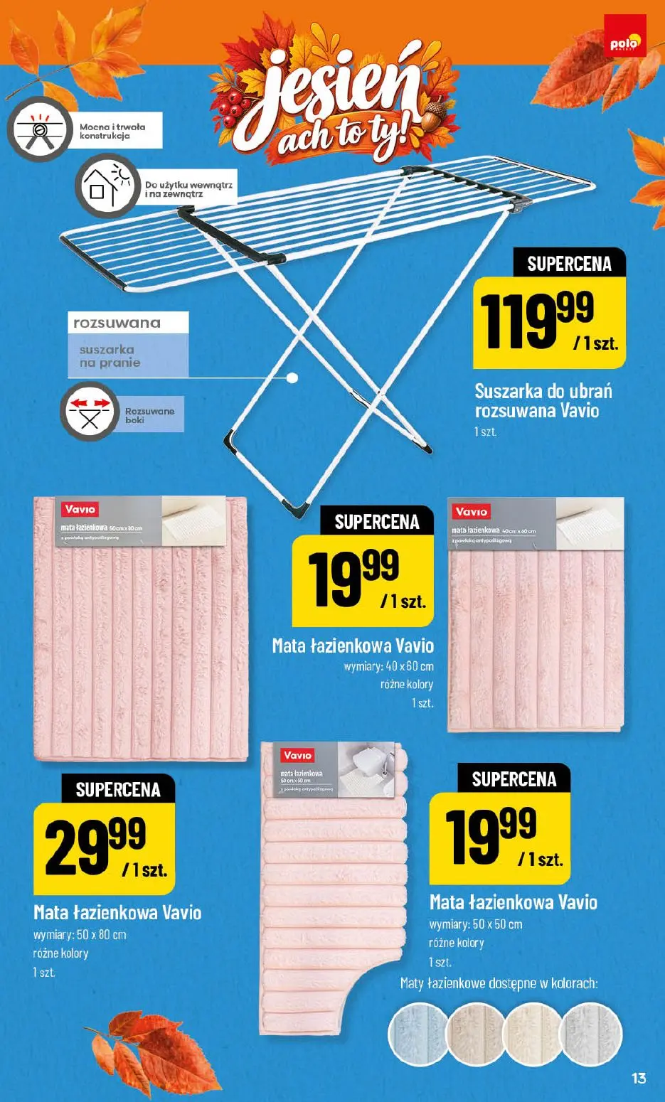 POLOmarket gazetka, strona 13 z 24 — Suszarka do ubrań rozsuwana Vavio, Mata łazienkowa Vavio, Mata łazienkowa Vavio