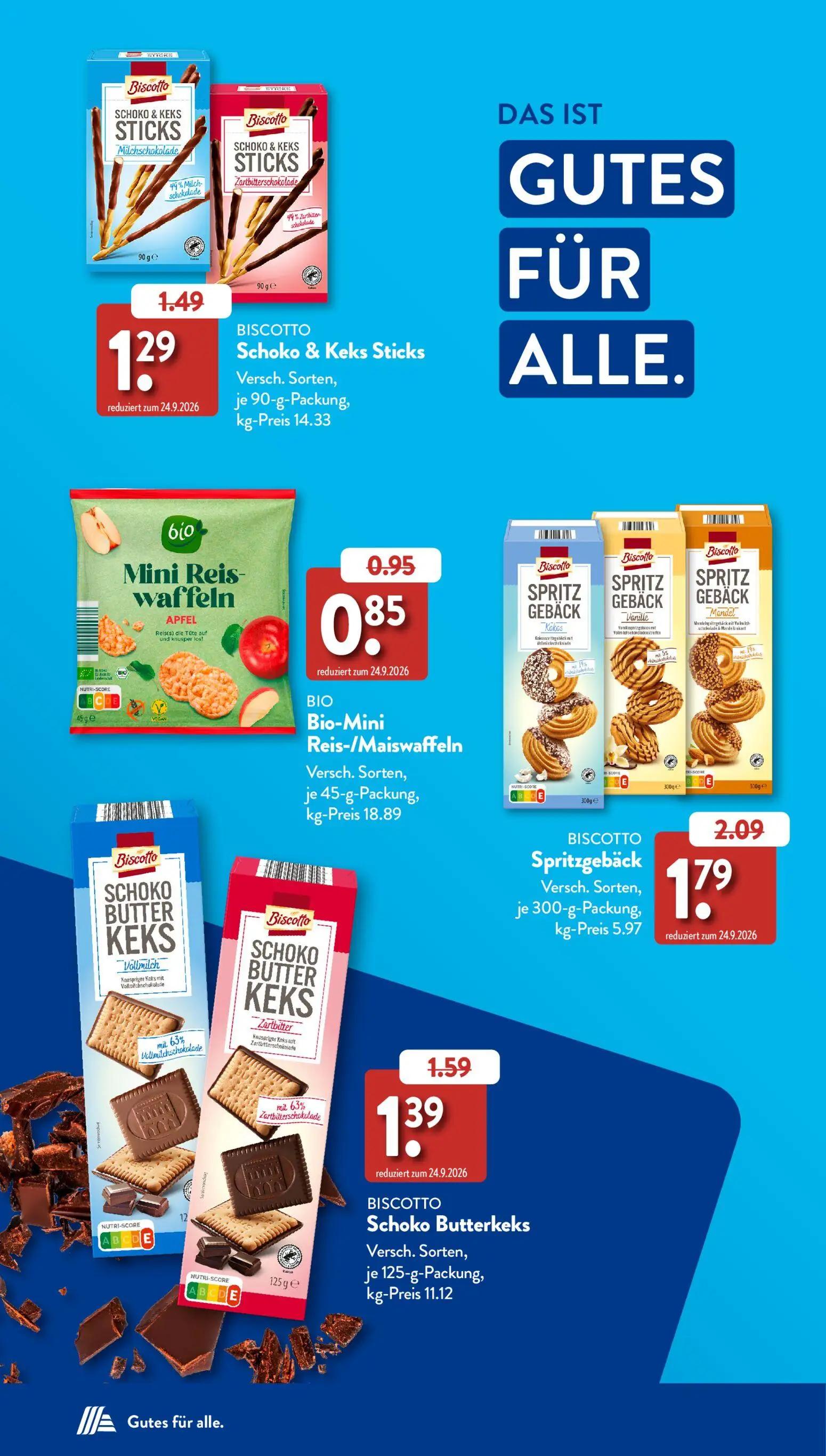 Aldi Süd Prospekt, Seite 2 von 39 — BISCOTTO Spritzgebäck Versch. Sorten, je 300-g-Packung, BISCOTTO Schoko & Keks Sticks Ve…