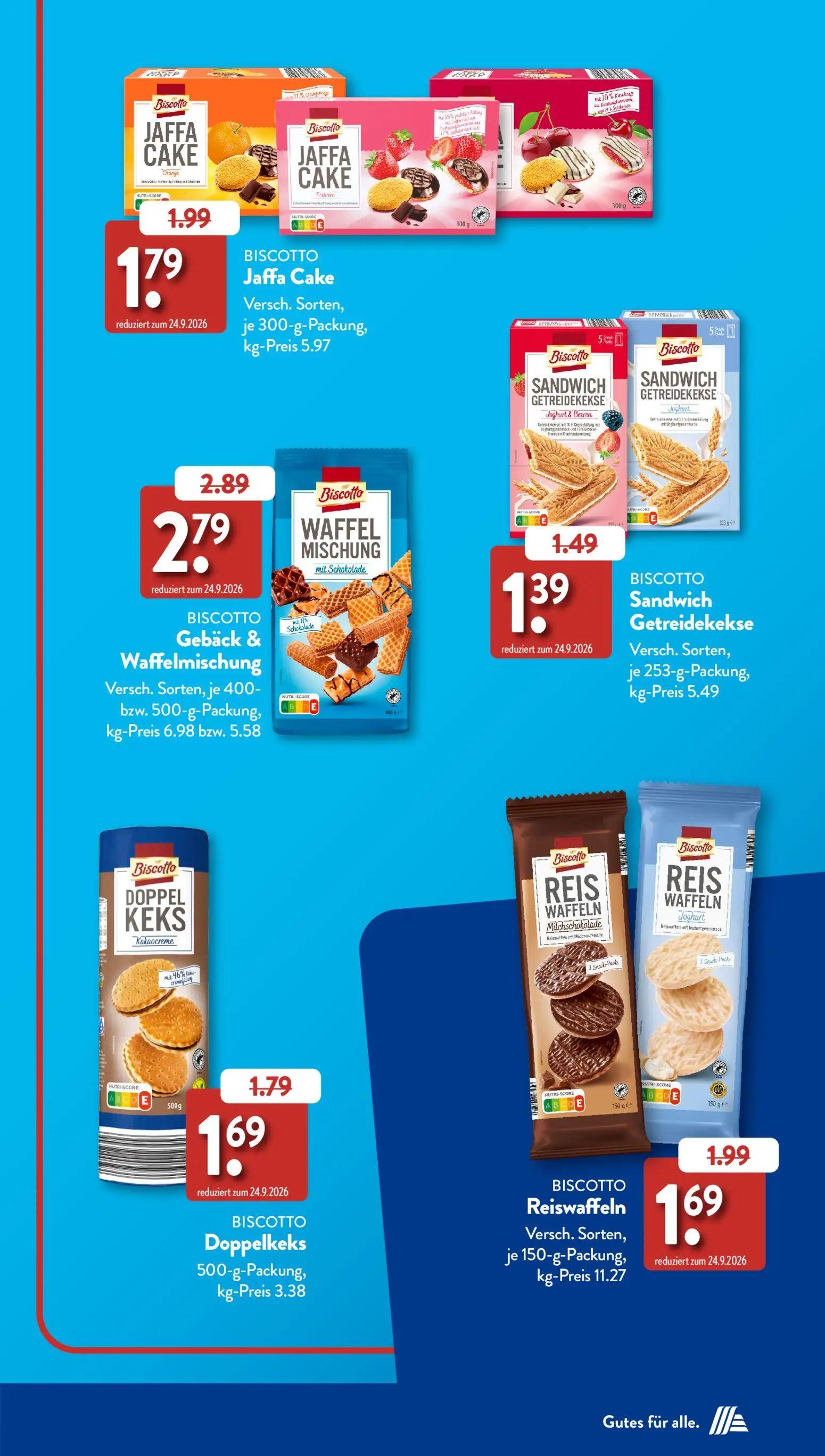 Aldi Süd Prospekt, Seite 3 von 39 — BISCOTTO Reiswaffeln, BISCOTTO Jaffa Cake, BISCOTTO Gebäck & Waffelmischung