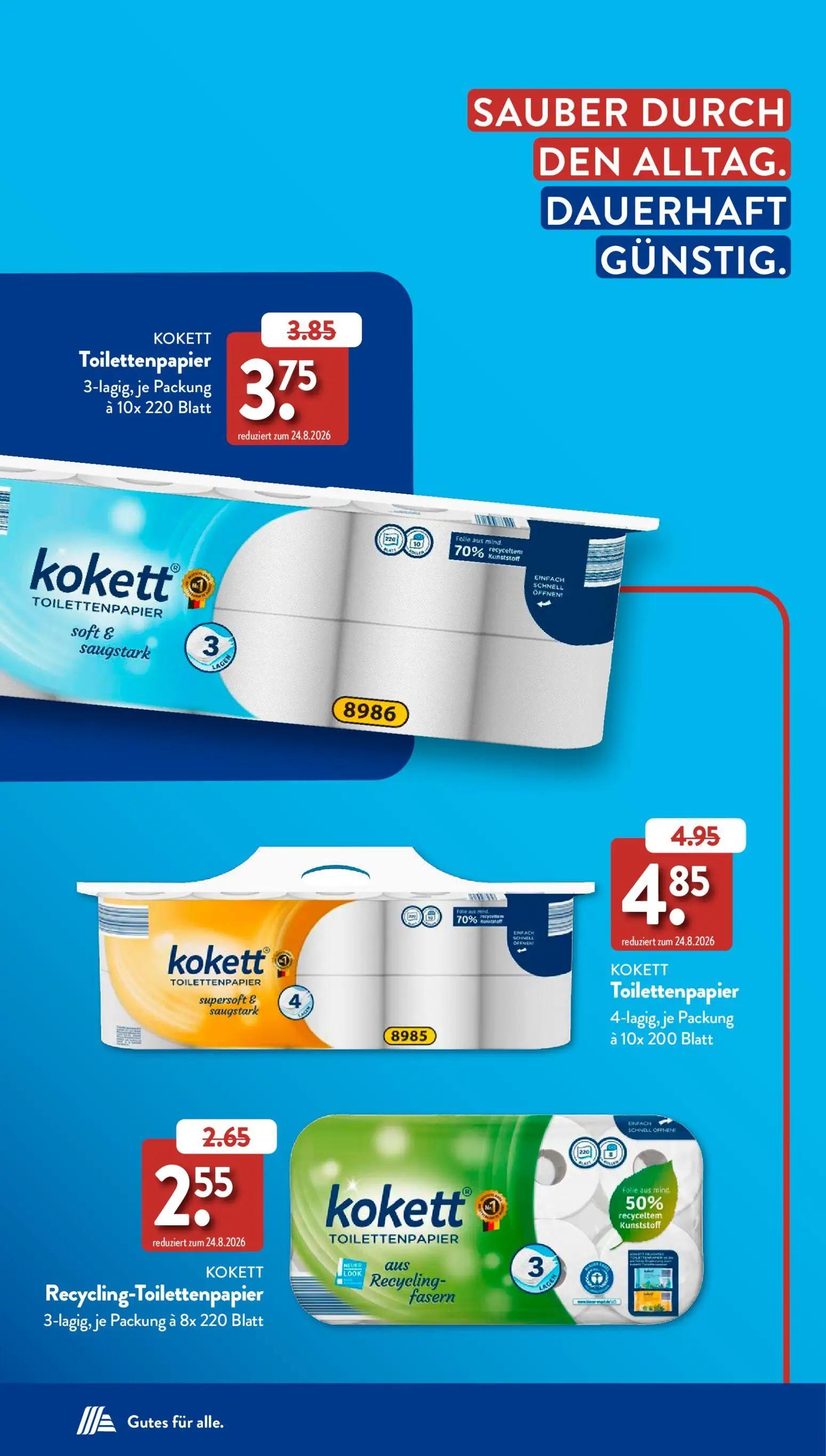 Aldi Süd Prospekt, Seite 10 von 39 — KOKETT Toilettenpapier, KOKETT Toilettenpapier, KOKETT Recycling-Toilettenpapier