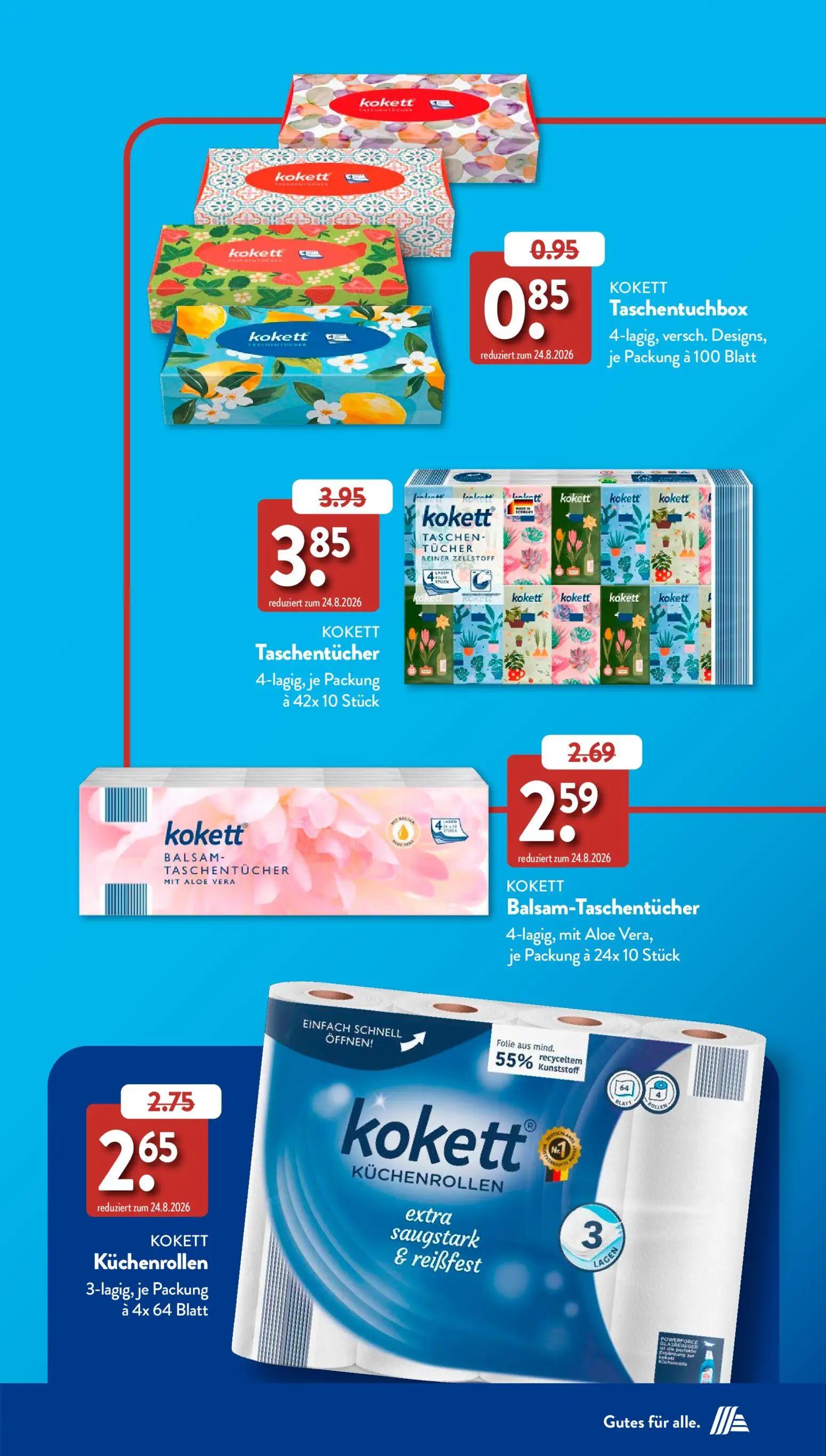 Aldi Süd Prospekt, Seite 11 von 39 — KOKETT Taschentuchbox, KOKETT Taschentücher, KOKETT Balsam-Taschentücher