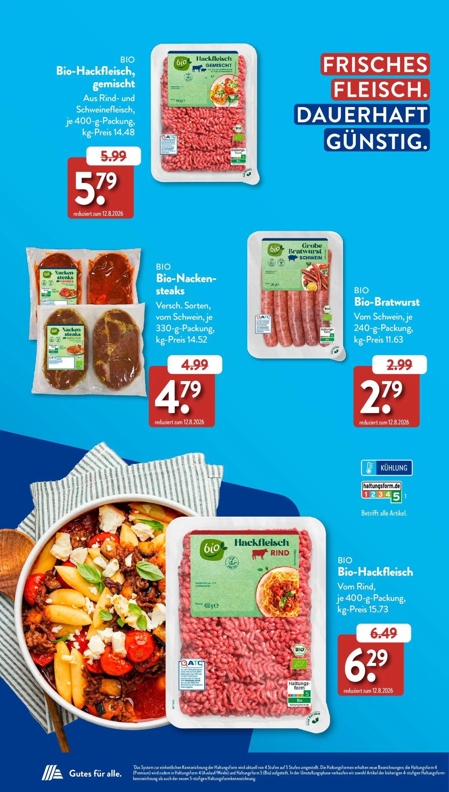 Aldi Süd Prospekt, Seite 12 von 39 — Bio-Hackfleisch, gemischt Aus Rind- und Schweinefleisch, Bio-Nacken-steaks Versch. Sort…