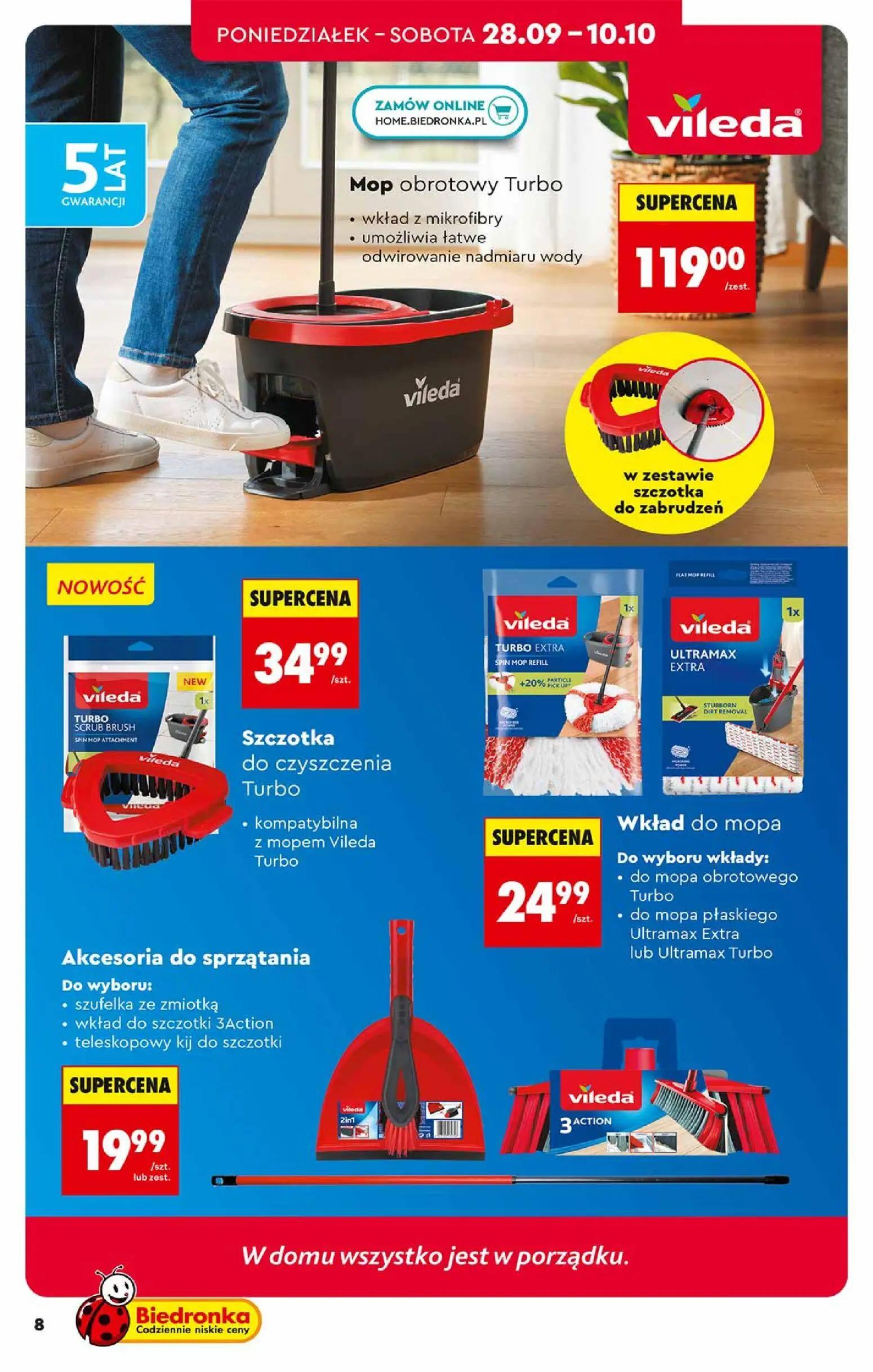 Biedronka gazetka, strona 8 z 48 — Mop obrotowy Turbo, Szczotka do czyszczenia Turbo, Wkład do mopa