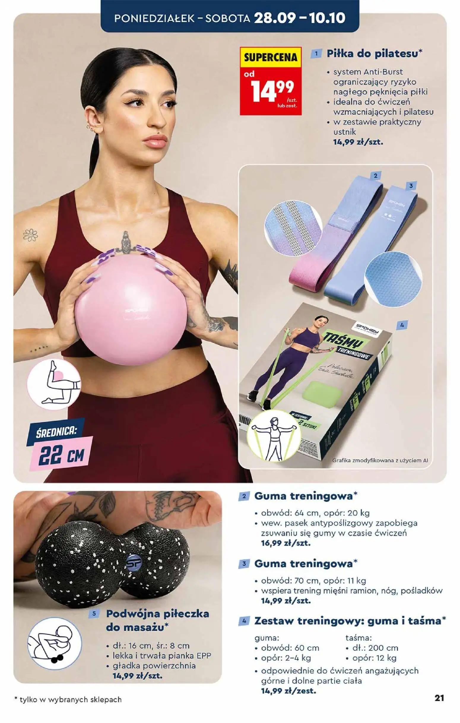 Biedronka gazetka, strona 21 z 48 — Piłka do pilatesu, Guma treningowa, Guma treningowa
