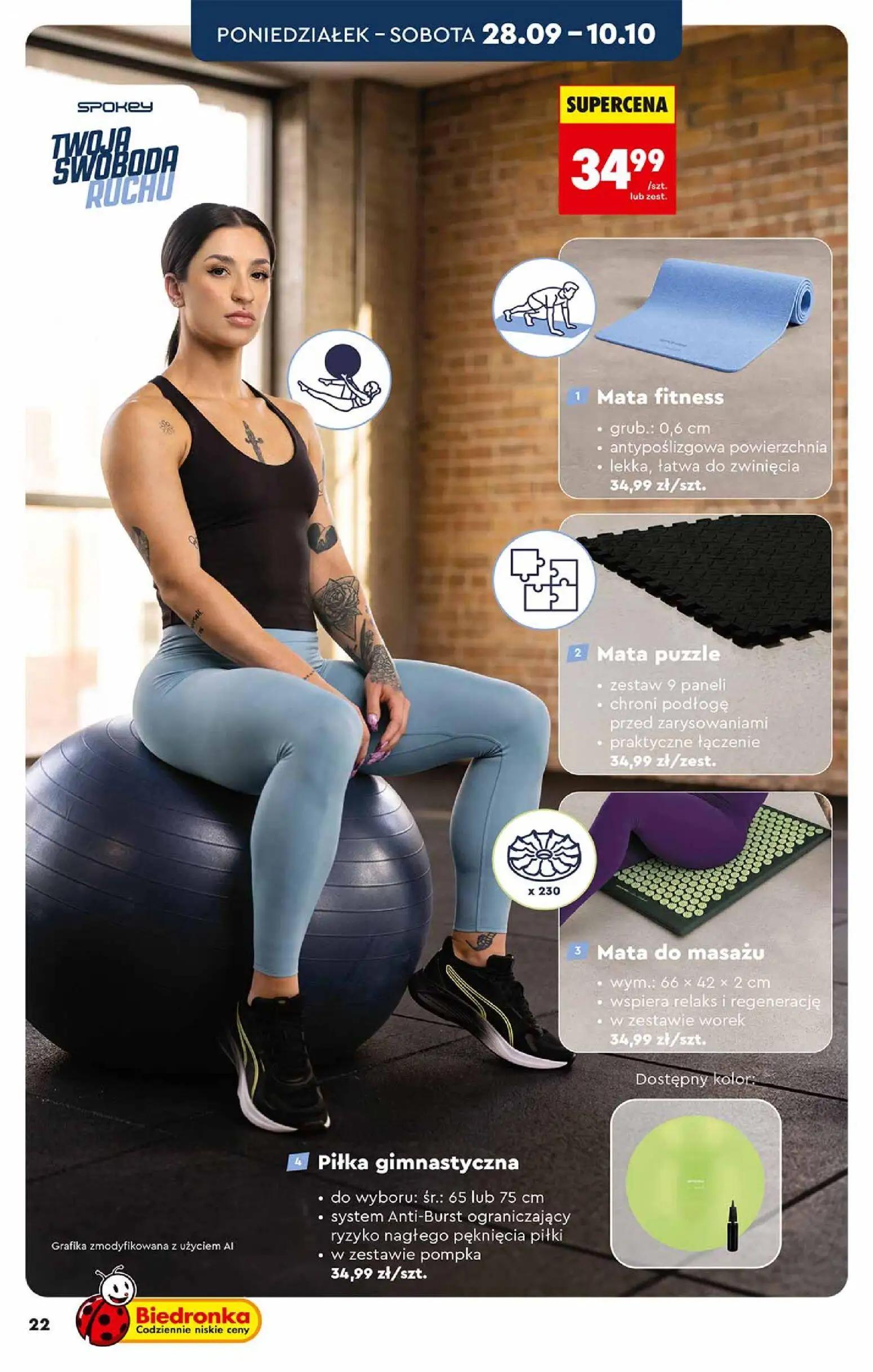 Biedronka gazetka, strona 22 z 48 — Mata fitness, Mata puzzle, Mata do masażu