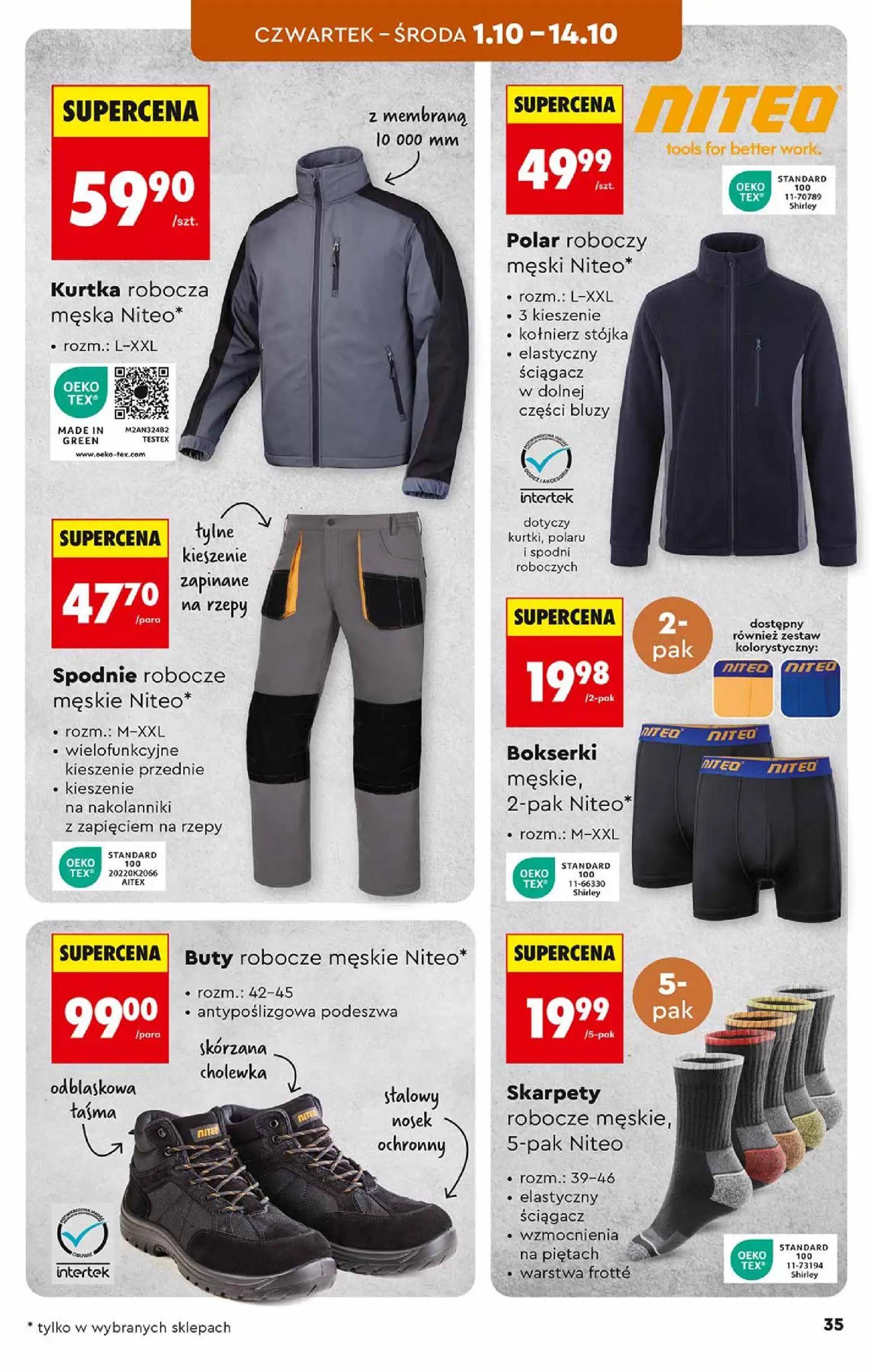 Biedronka gazetka, strona 35 z 48 — Kurtka robocza męska Niteo*, Polar roboczy męski Niteo*, Spodnie robocze męskie Niteo*