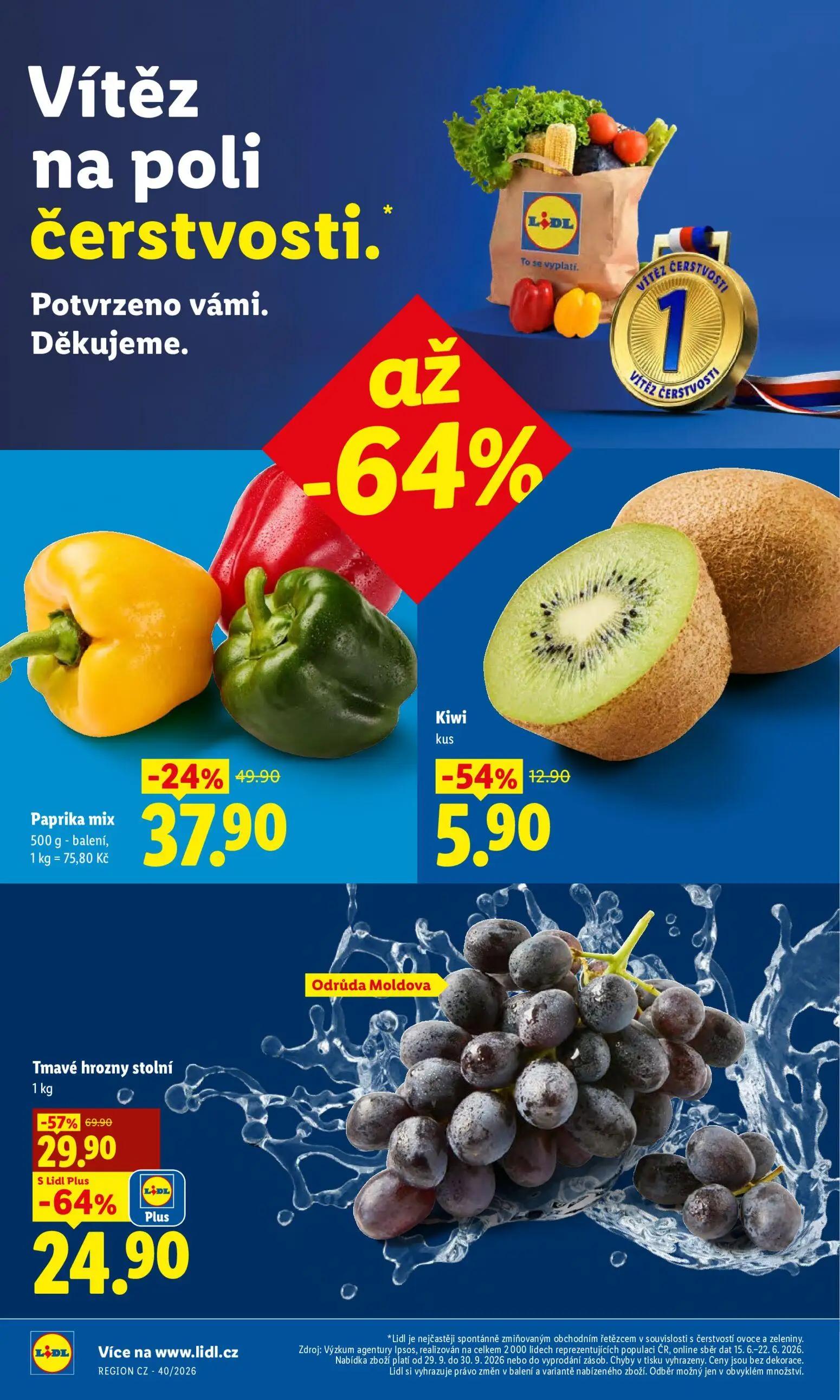 Lidl leták, strana 12 z 50 — Tmavé hrozny stolní Odrůda Moldova, Paprika mix, Kiwi