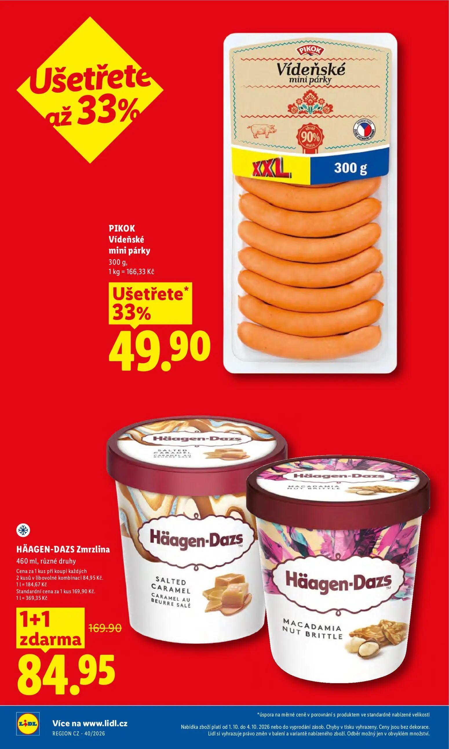 Lidl leták, strana 8 z 55 — HÄAGEN-DAZS Zmrzlina, PIKOK Vídeňské mini párky