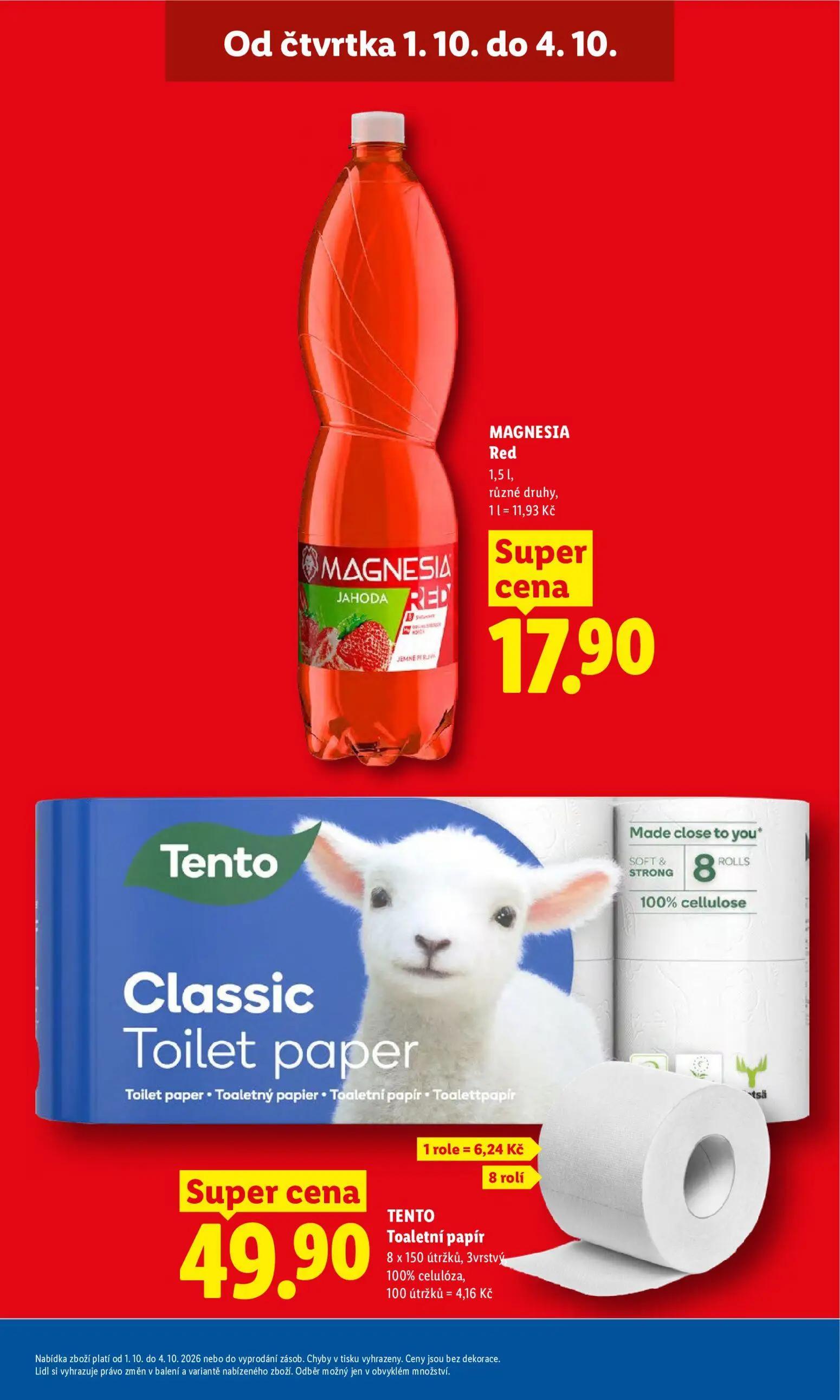 Lidl leták, strana 9 z 55 — MAGNESIA Red, TENTO Toaletní papír