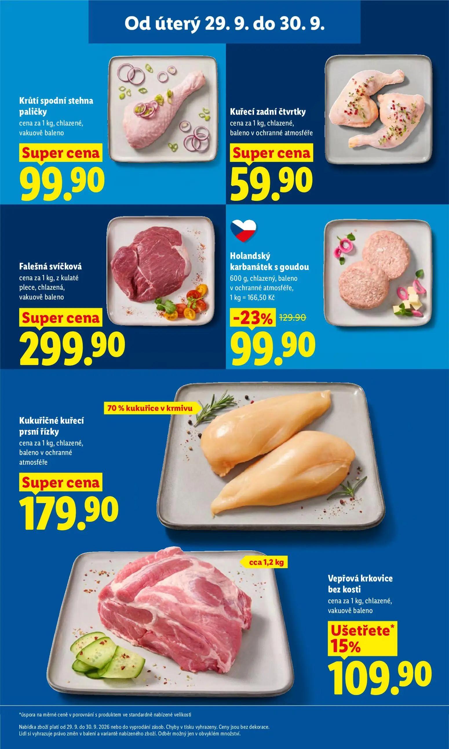 Lidl leták, strana 19 z 50 — Holandský karbanátek s goudou, Vepřová krkovice bez kosti, Krůtí spodní stehna paličky