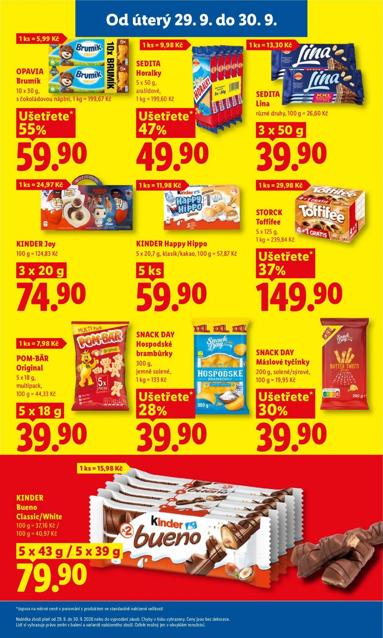 Lidl leták, strana 23 z 50 — STORCK Toffifee, OPAVIA Brumík, SEDITA Horalky