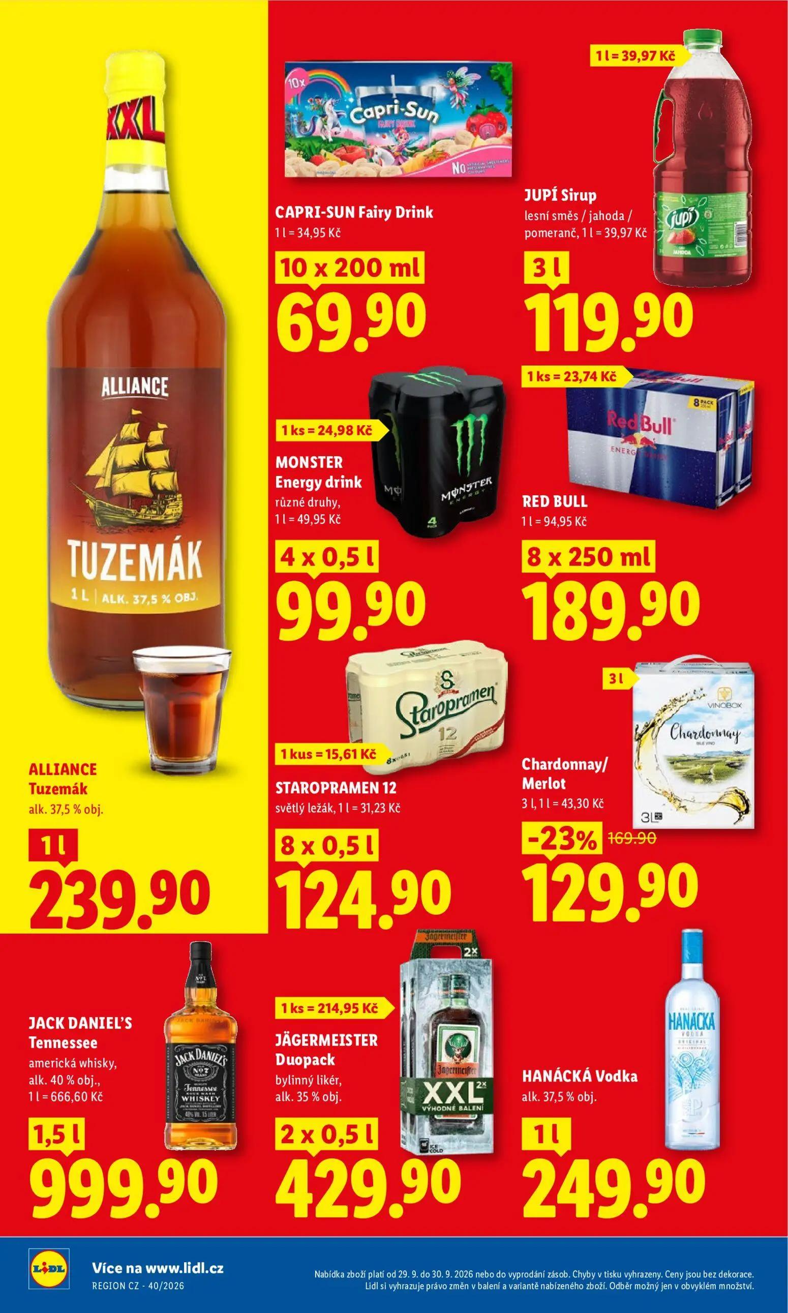 Lidl leták, strana 24 z 50 — Chardonnay/Merlot, CAPRI-SUN Fairy Drink, JUPÍ Sirup