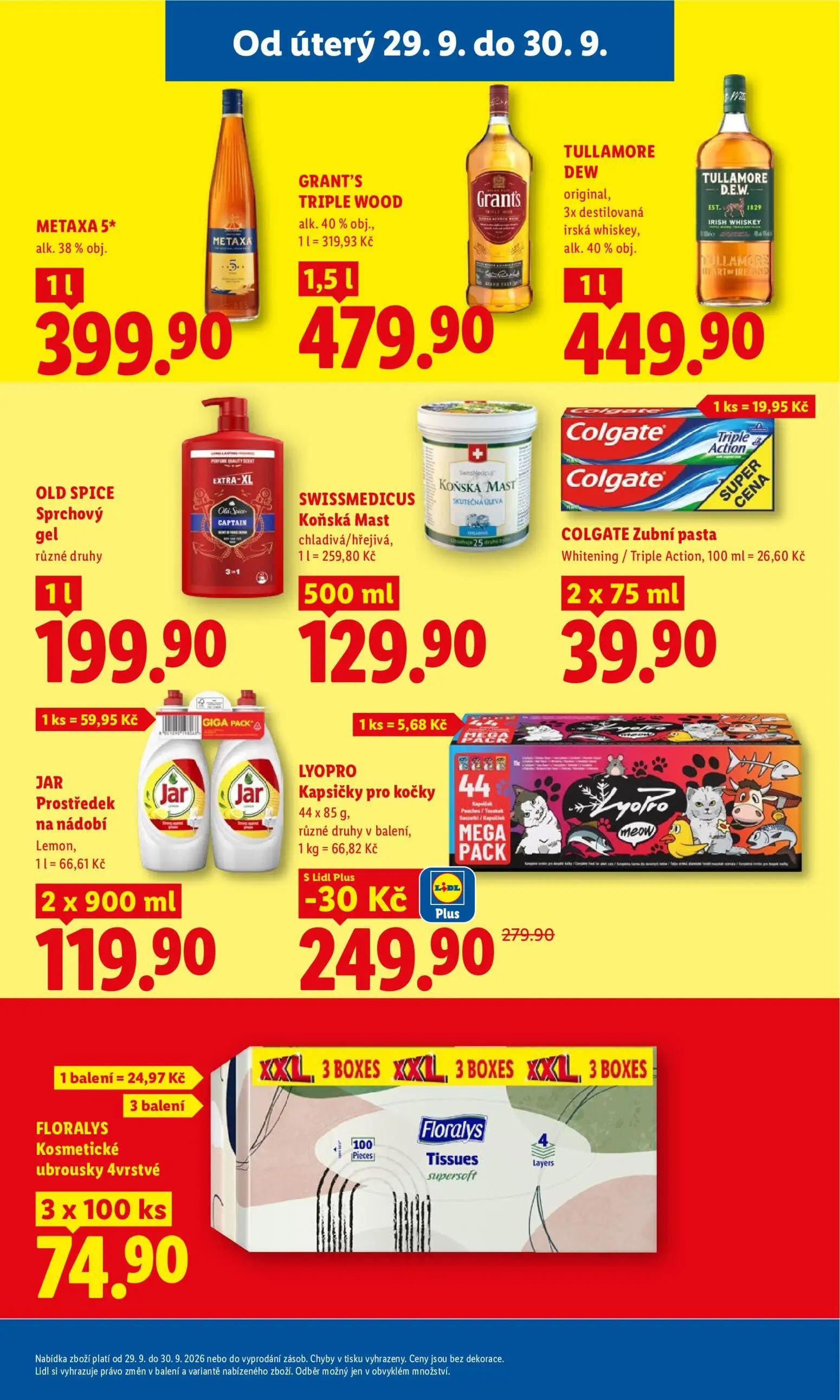 Lidl leták, strana 26 z 50 — LYOPRO Kapsičky pro kočky 44 x 85 g, různé druhy v balení, METAXA 5*, GRANT'S TRIPLE WOOD