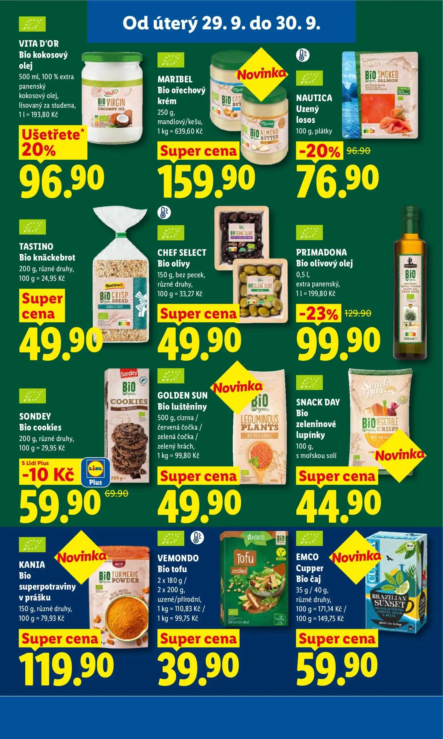Lidl leták, strana 29 z 50 — PRIMADONA Bio olivový olej, VITA D'OR Bio kokosový olej, NAUTICA Uzený losos