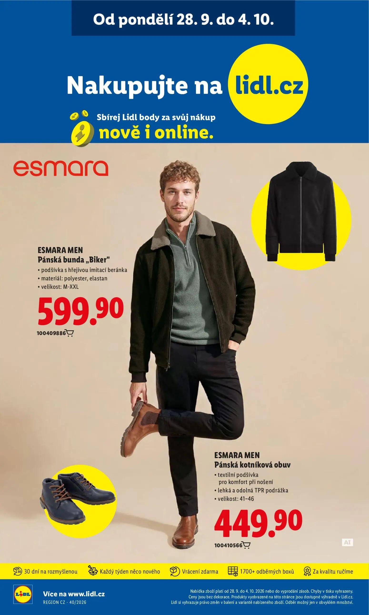 Lidl leták, strana 38 z 55 — Pánská bunda „Biker", Pánská kotníková obuv