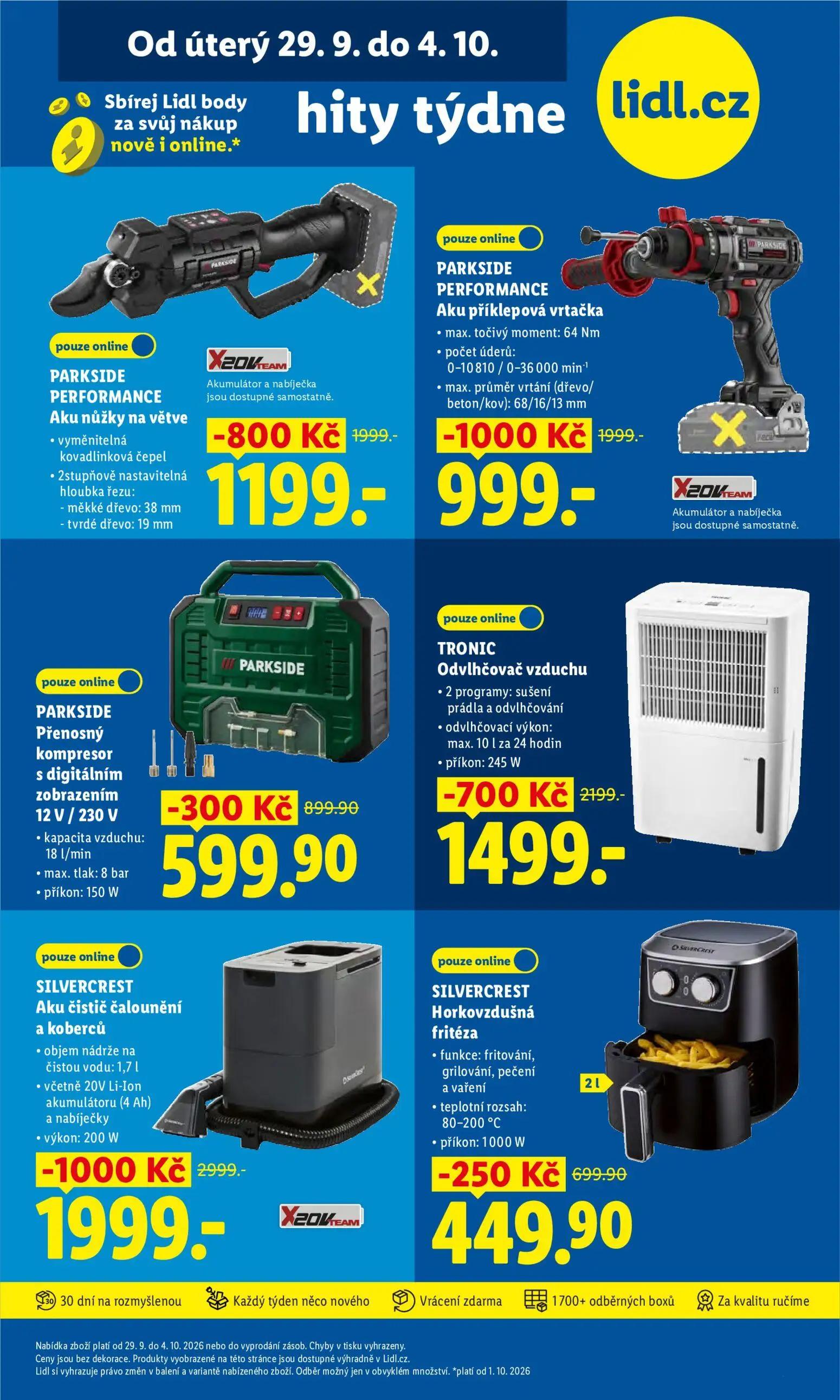 Lidl leták, strana 48 z 50 — PARKSIDE PERFORMANCE Aku příklepová vrtačka, SILVERCREST Aku čistič čalounění a koberců, PARKSI…