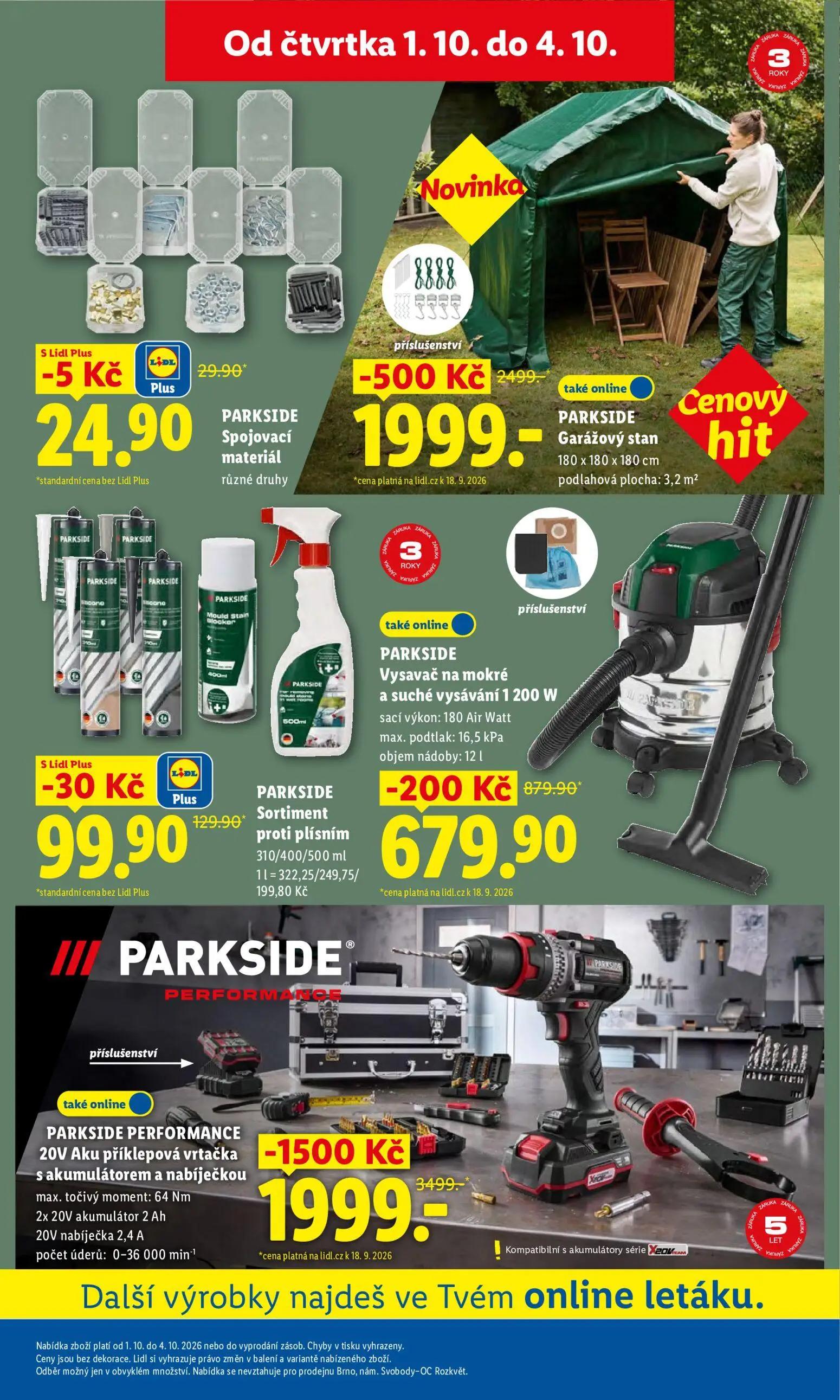 Lidl leták, strana 43 z 55 — PARKSIDE PERFORMANCE 20V Aku příklepová vrtačka s akumulátorem a nabíječkou, PARKSIDE Garážový …