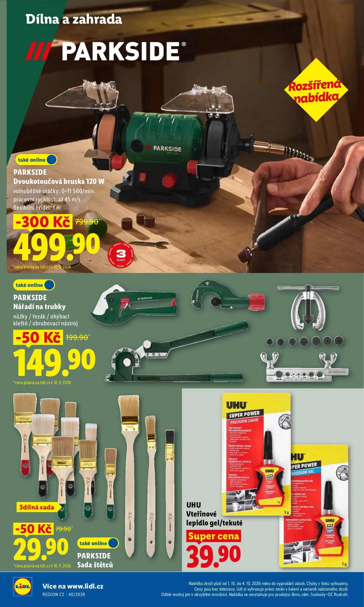 Lidl leták, strana 44 z 55 — PARKSIDE Dvoukotoučová bruska 120 W, PARKSIDE Nářadí na trubky, PARKSIDE Sada štětců