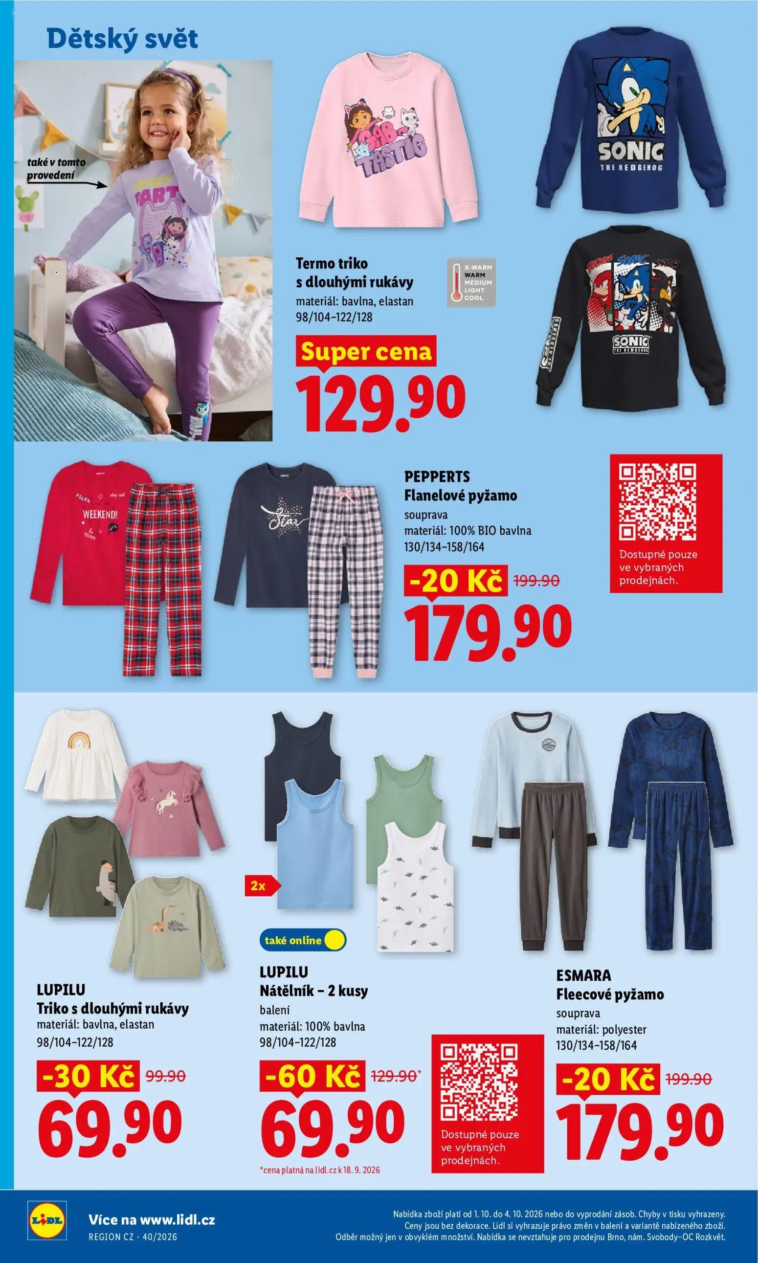 Lidl leták, strana 48 z 55 — LUPILU Nátělník - 2 kusy, LUPILU Triko s dlouhými rukávy, PEPPERTS Flanelové pyžamo