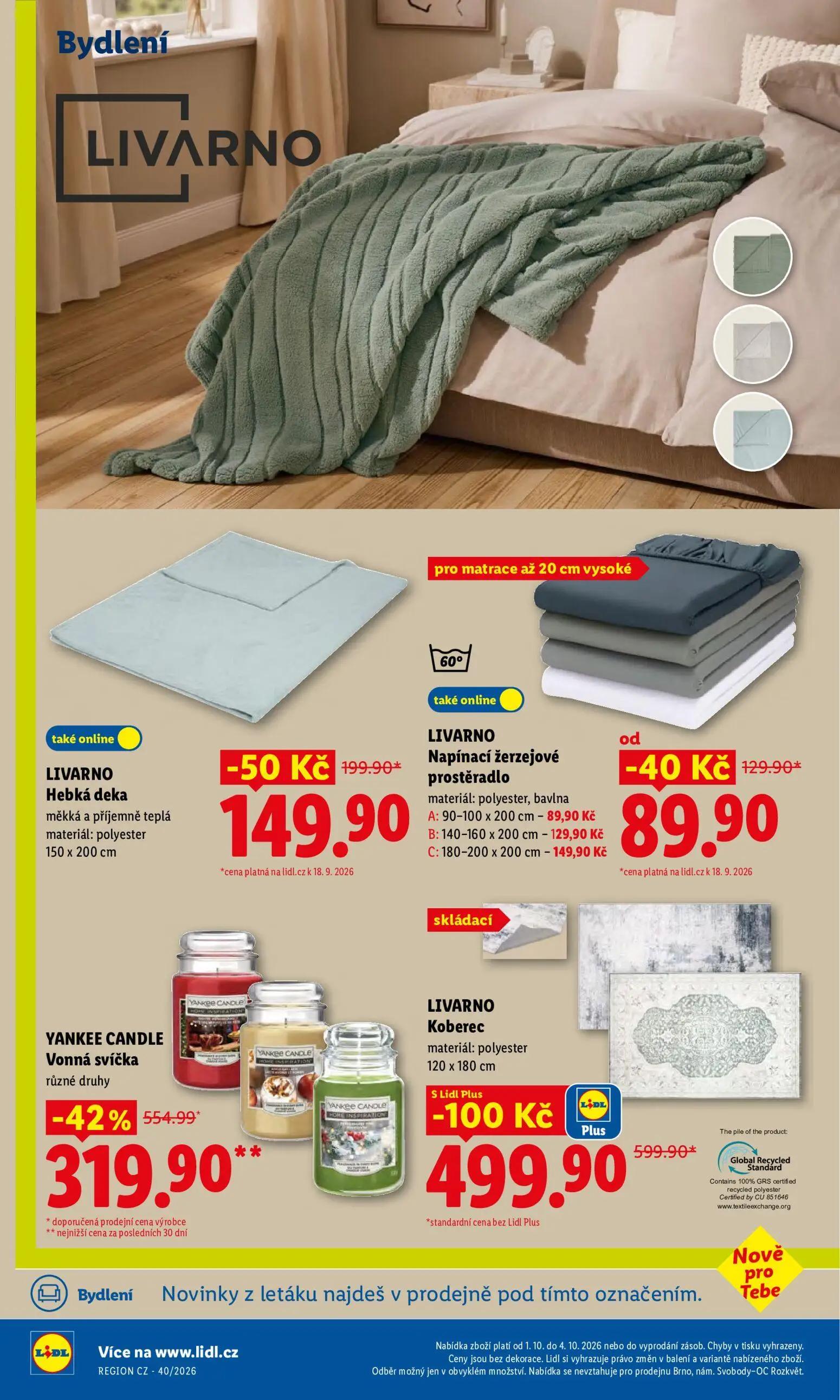Lidl leták, strana 50 z 55 — YANKEE CANDLE Vonná svíčka, LIVARNO Koberec, LIVARNO Hebká deka
