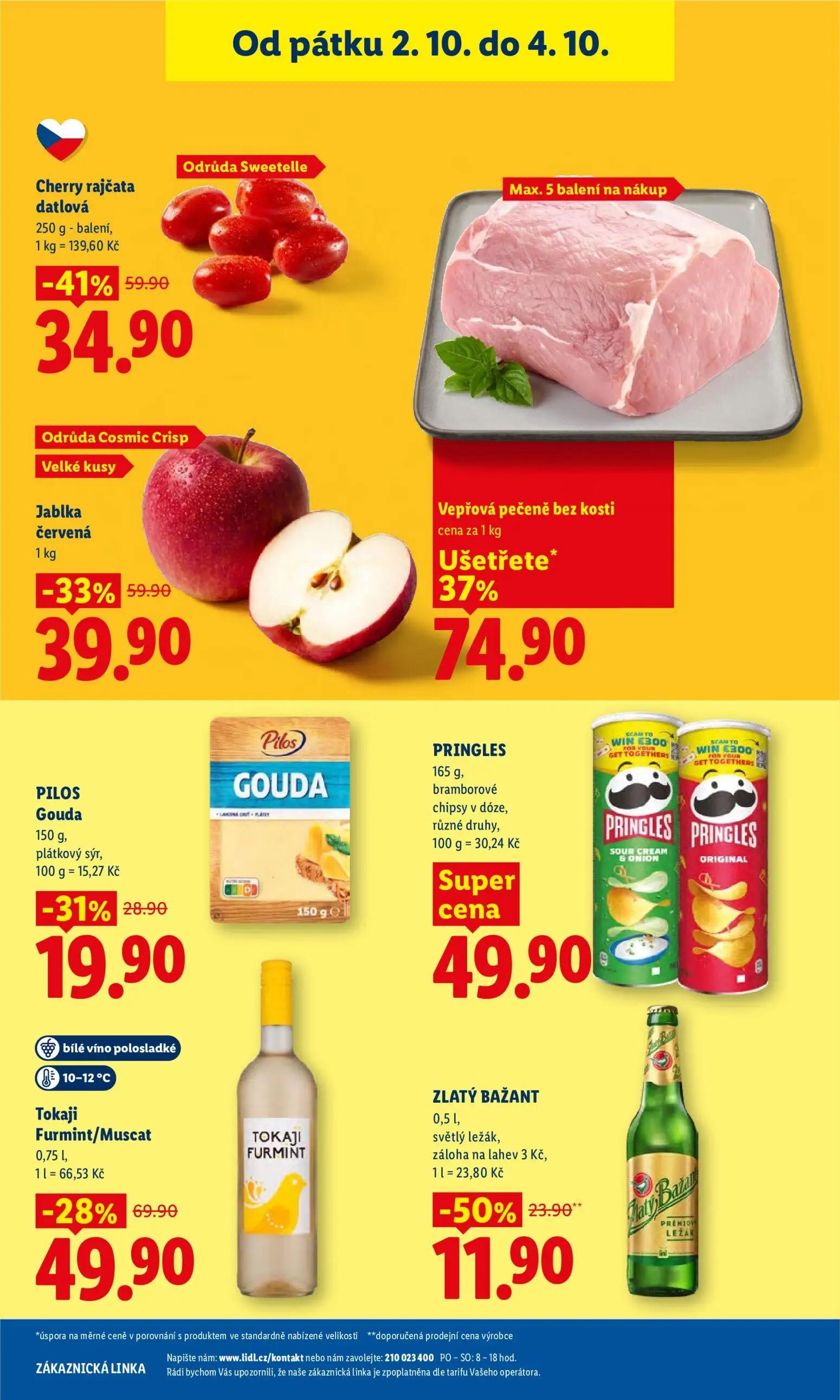 Lidl leták, strana 53 z 55 — Vepřová pečeně bez kosti, Cherry rajčata datlová, Jablka červená Odrůda Cosmic Crisp Velké kusy