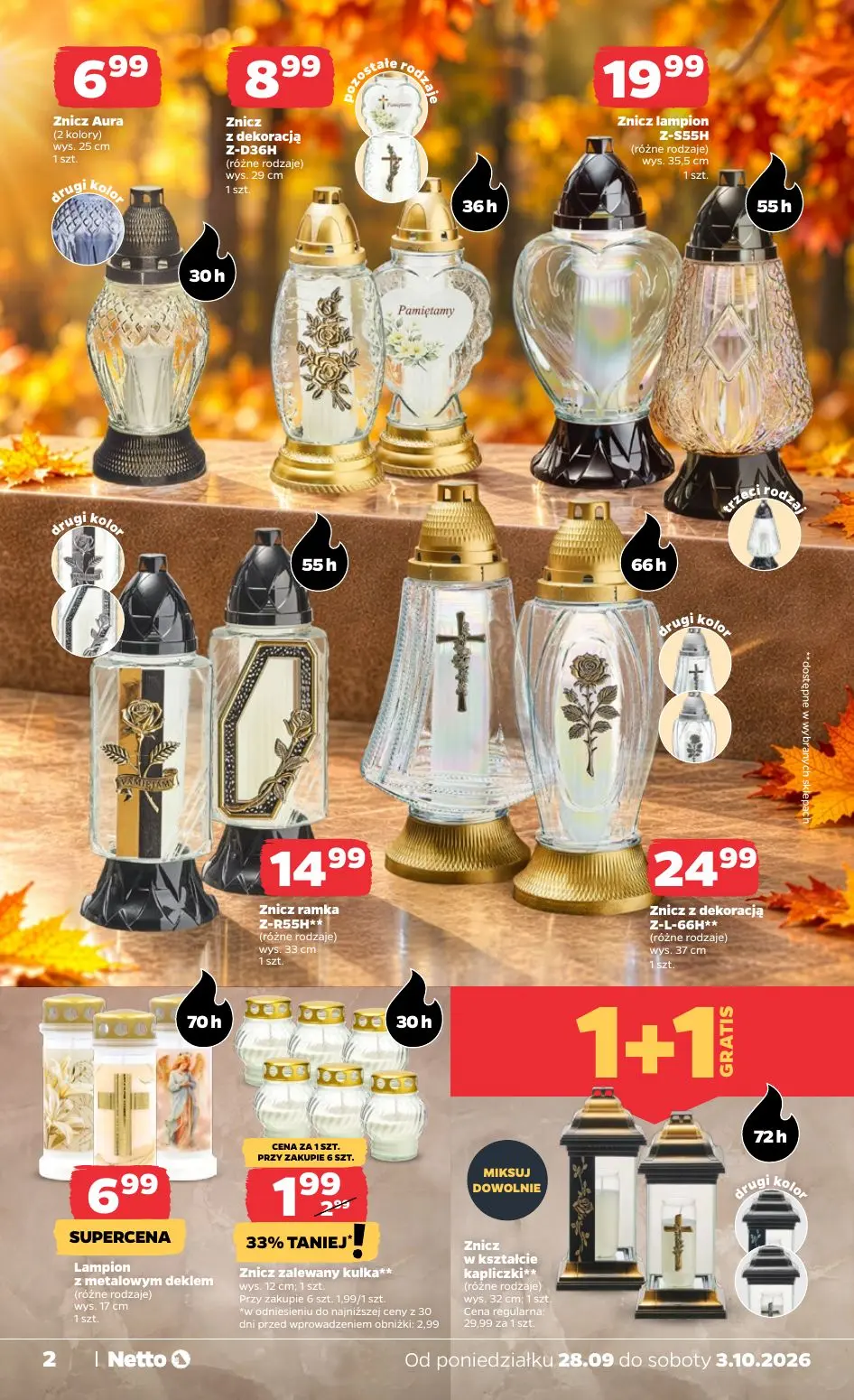 NETTO gazetka, strona 2 z 5 — Znicz zalewany kulka**, Znicz Aura, Znicz z dekoracją Z-D36H
