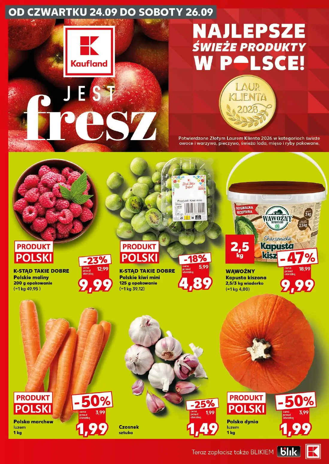 Kaufland gazetka, strona 6 z 28 — WĄWOŻNY Kapusta kiszona, Polskie maliny, Polska marchew luzem