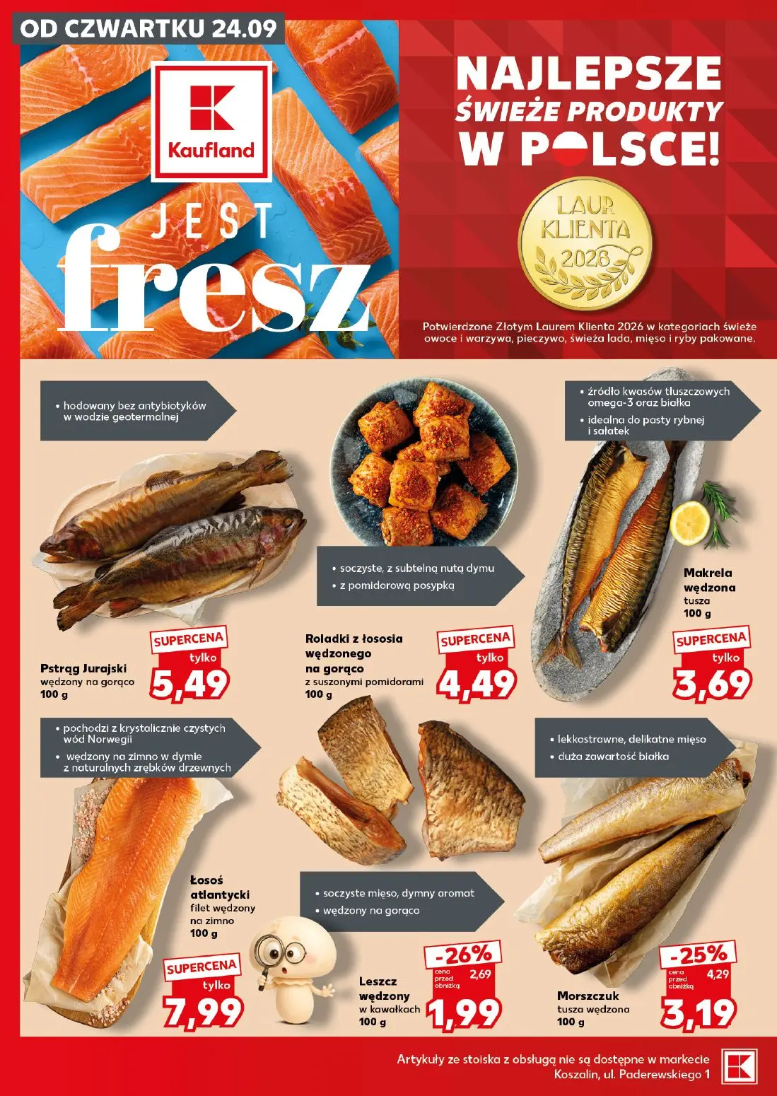 Kaufland gazetka, strona 14 z 28 — Morszczuk tusza wędzona, Leszcz wędzony w kawałkach, Pstrąg Jurajski wędzony na gorąco