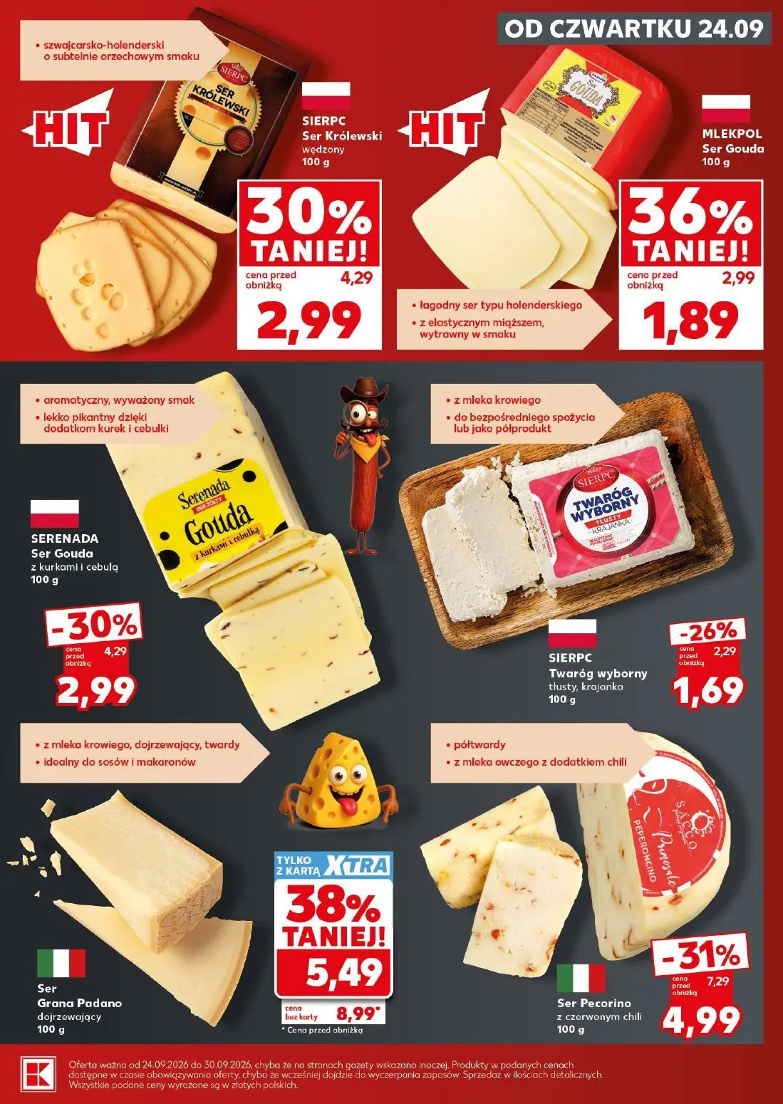 Kaufland gazetka, strona 15 z 28 — Ser Grana Padano dojrzewający, Ser Pecorino z czerwonym chili, SIERPC Ser Królewski wędzo…