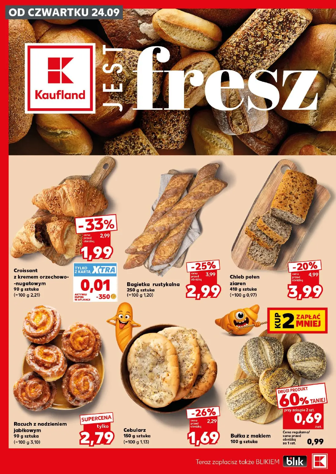 Kaufland gazetka, strona 16 z 28 — Croissant z kremem orzechowo-nugatowym, Bagietka rustykalna, Chleb pełen ziaren